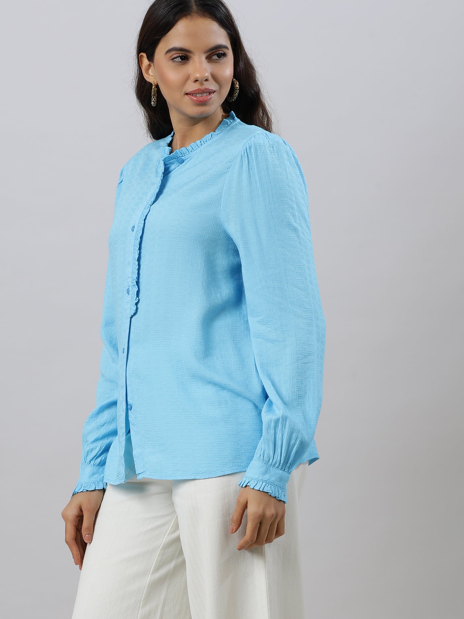 Ruffles Flare Blue Sleeve Top