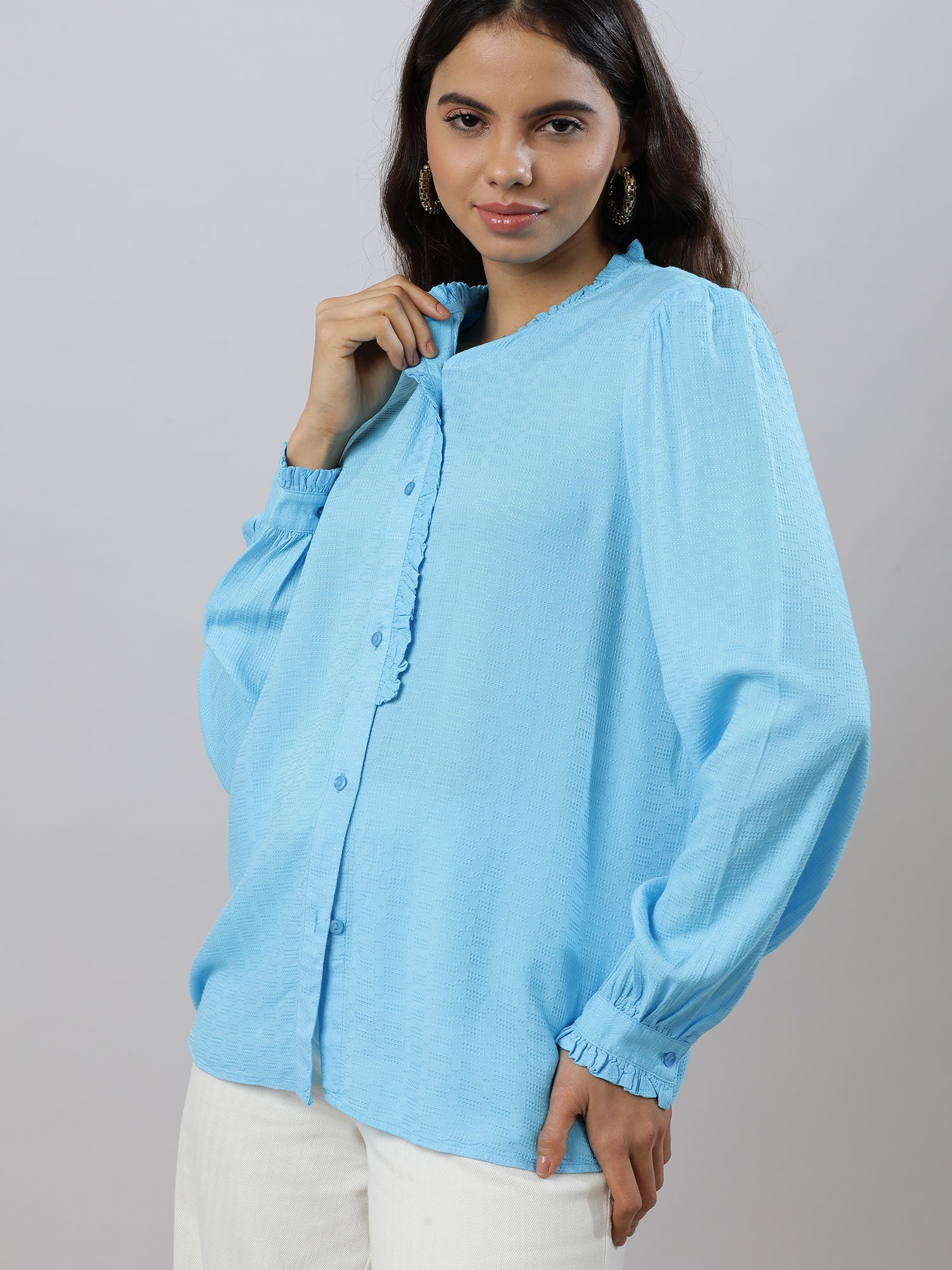 Ruffles Flare Blue Sleeve Top