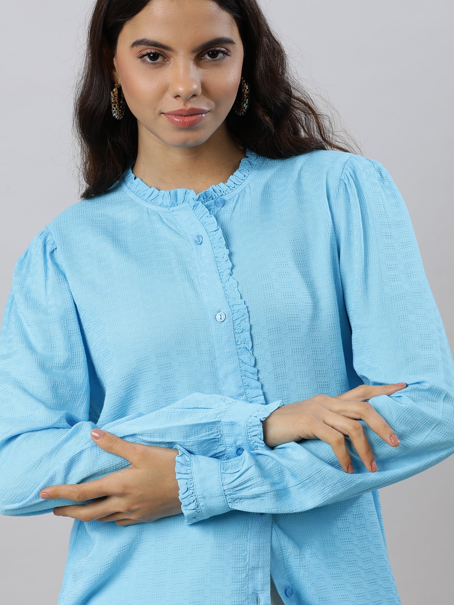 Ruffles Flare Blue Sleeve Top