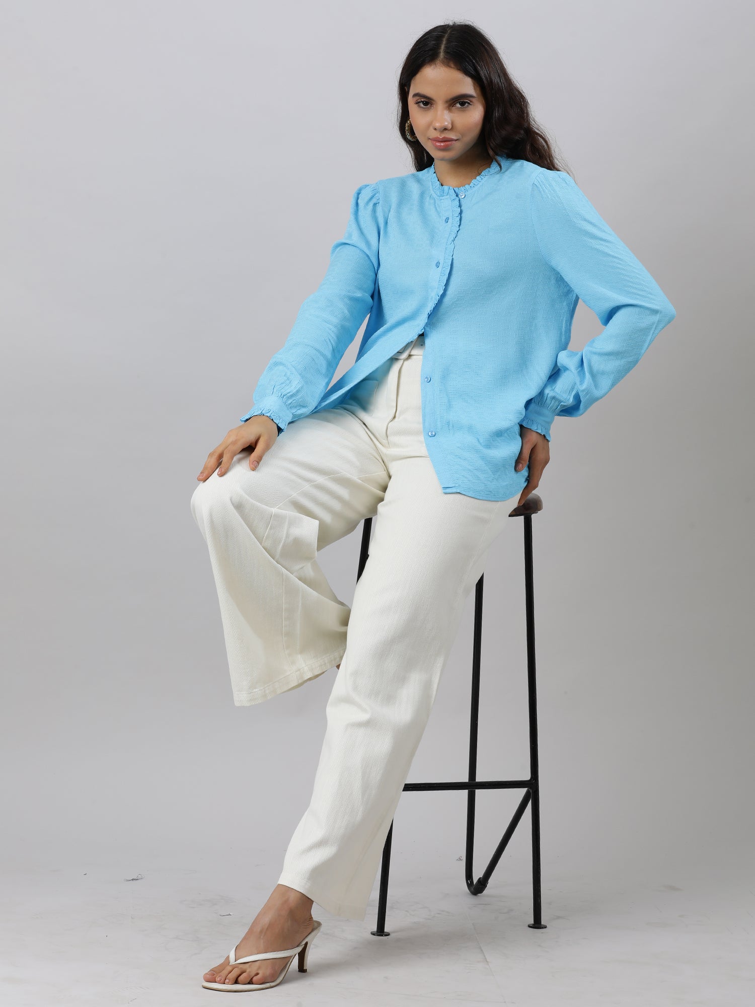 Ruffles Flare Blue Sleeve Top