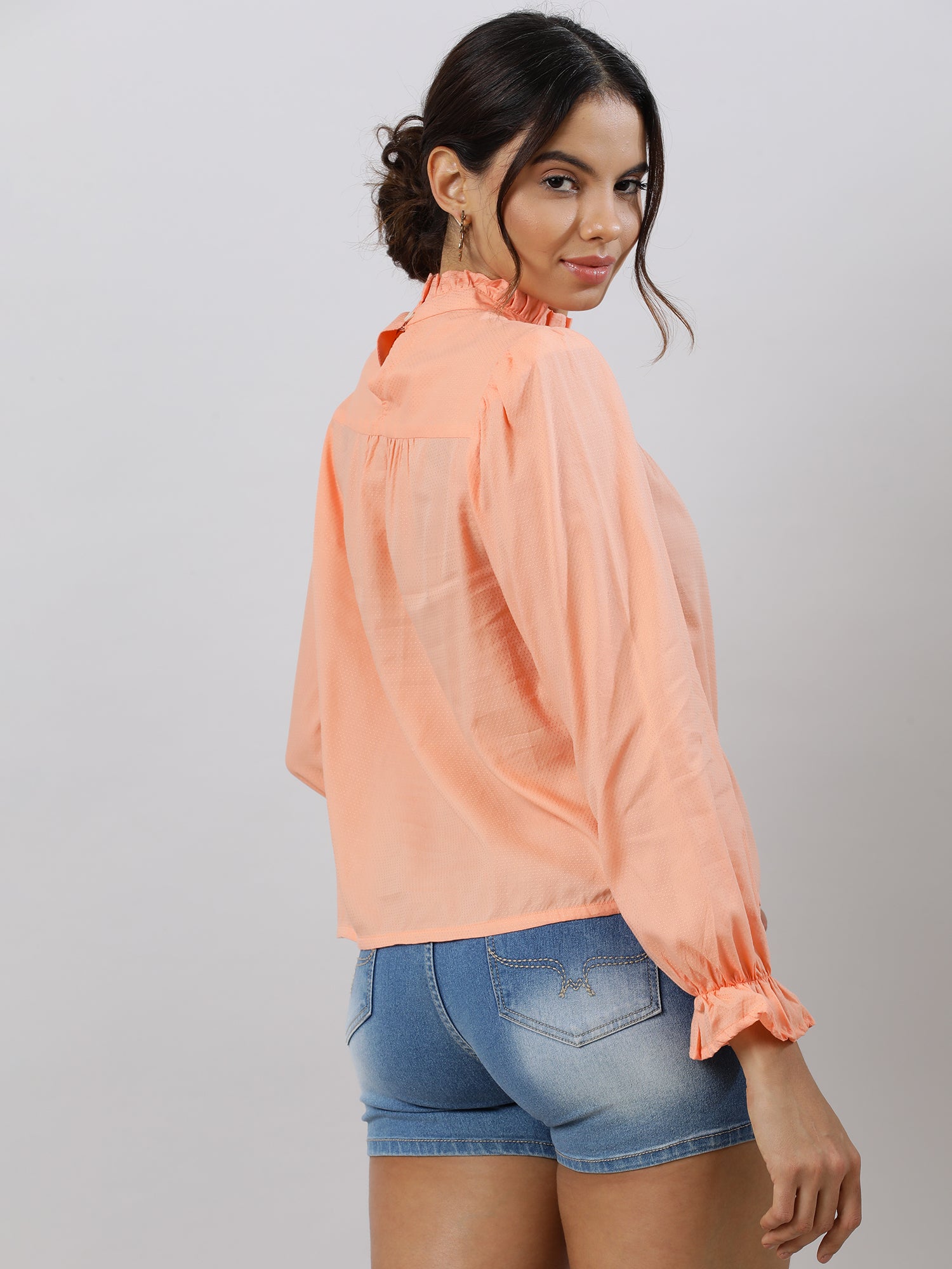 Glam Flare Coral Sleeve Top