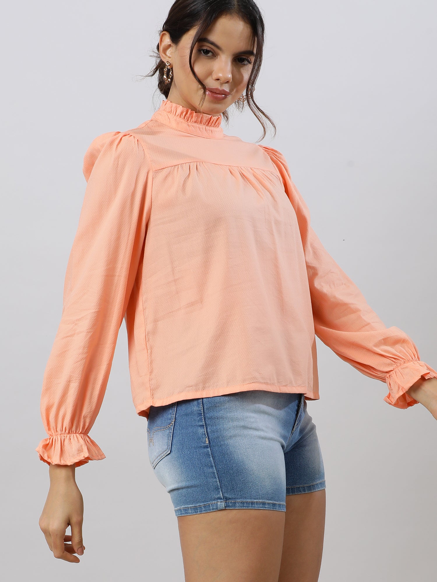 Glam Flare Coral Sleeve Top