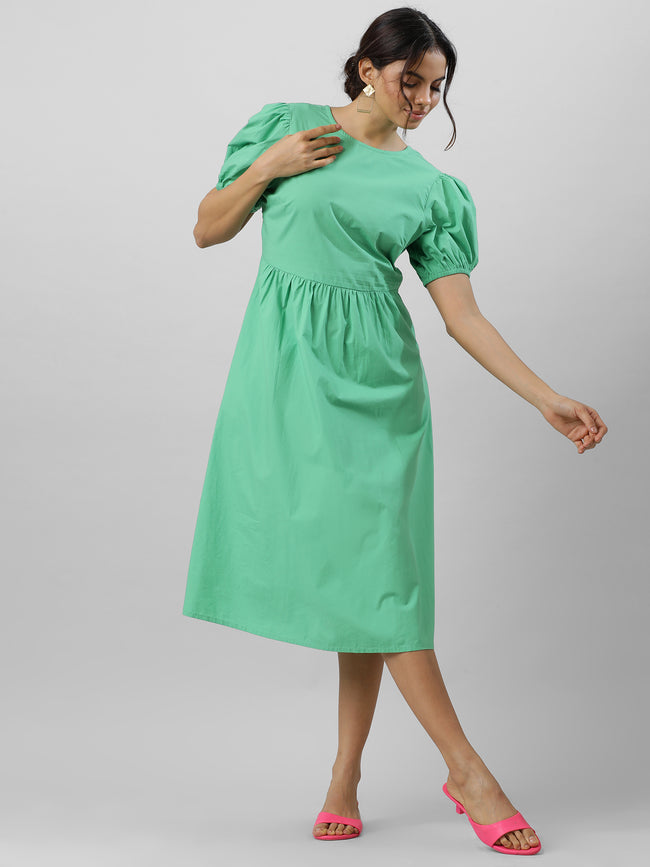 Women Green Goddess Midi Dress