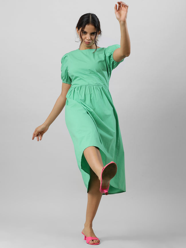 Women Green Goddess Midi Dress