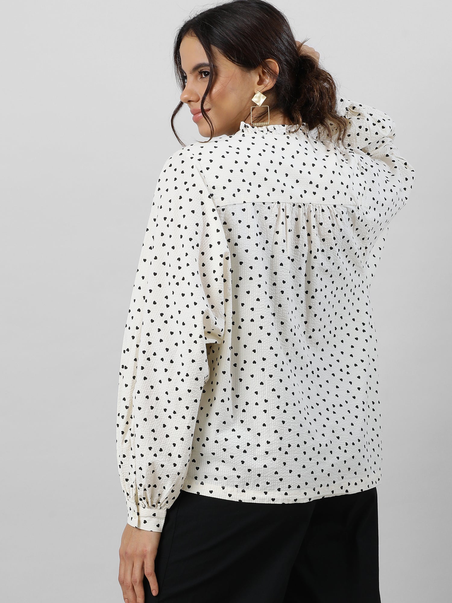 Chic Polka Dot Cream Shirt