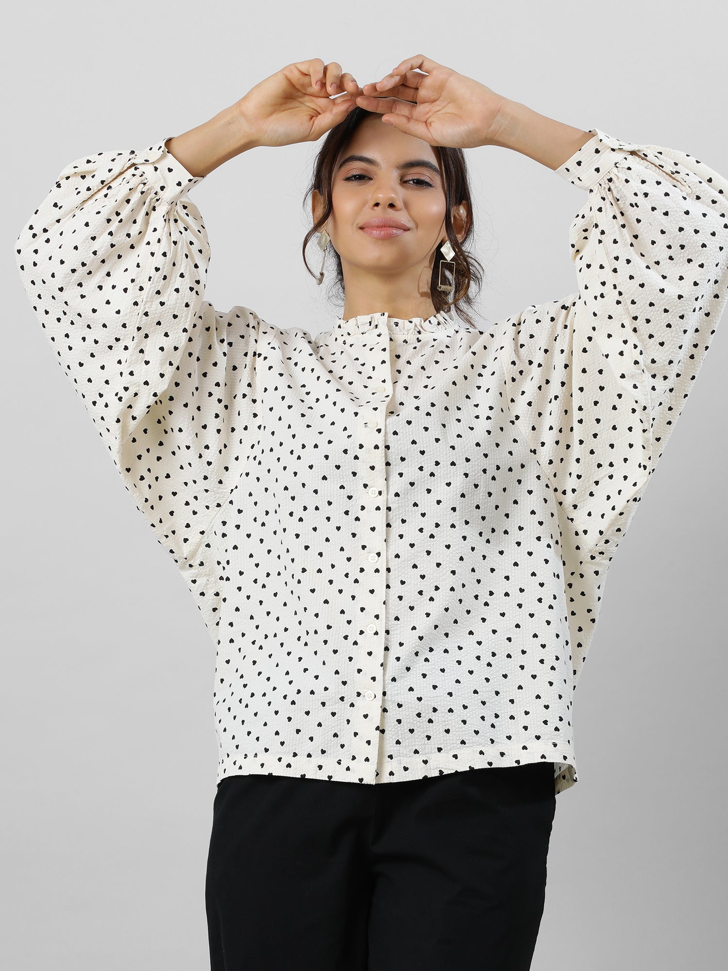 Chic Polka Dot Cream Shirt