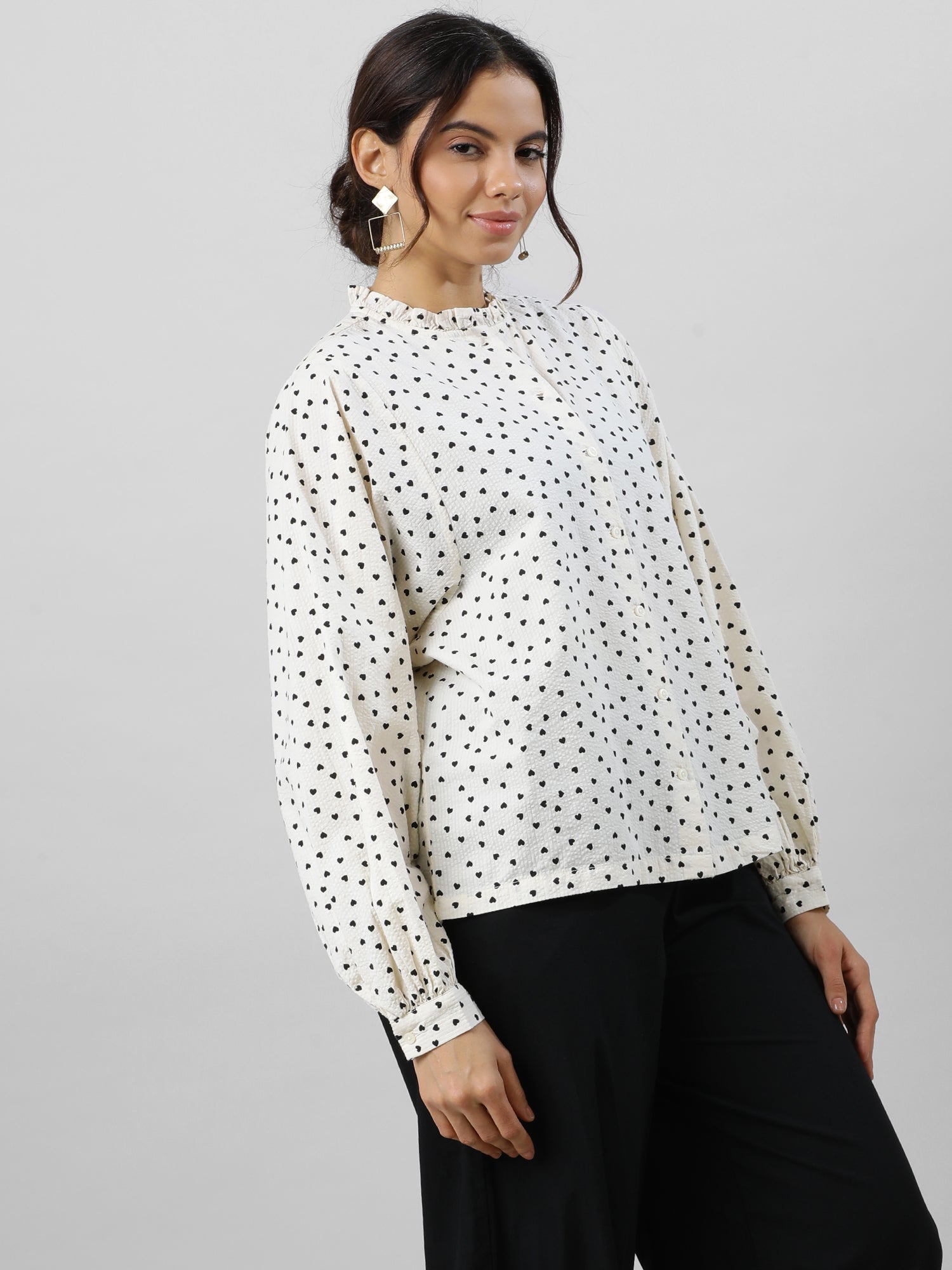 Chic Polka Dot Cream Shirt