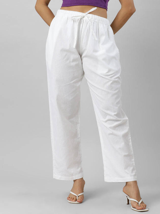Women Easy Breezy White Holiday Pants