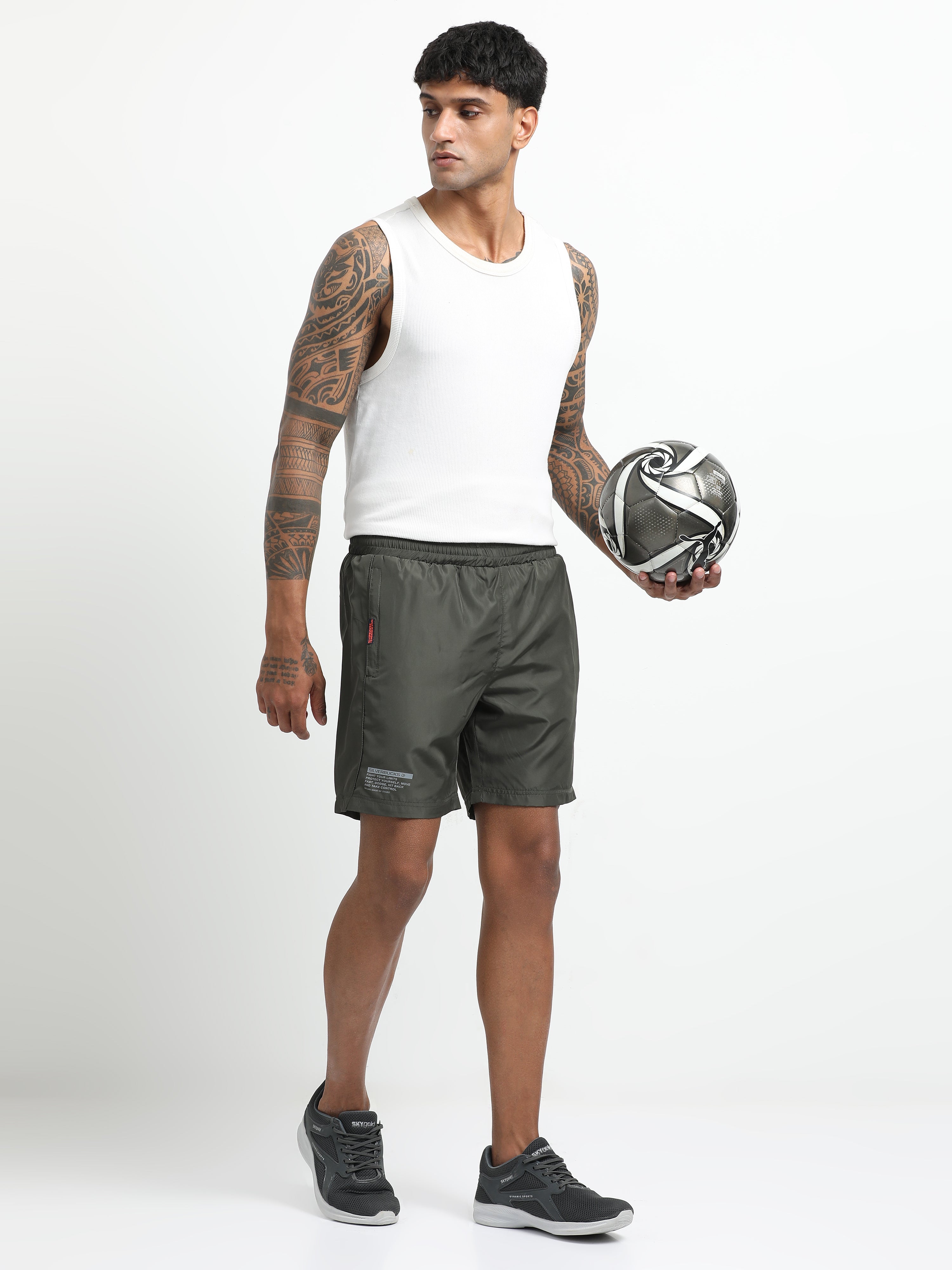 Men Olive Victory Sports Shorts