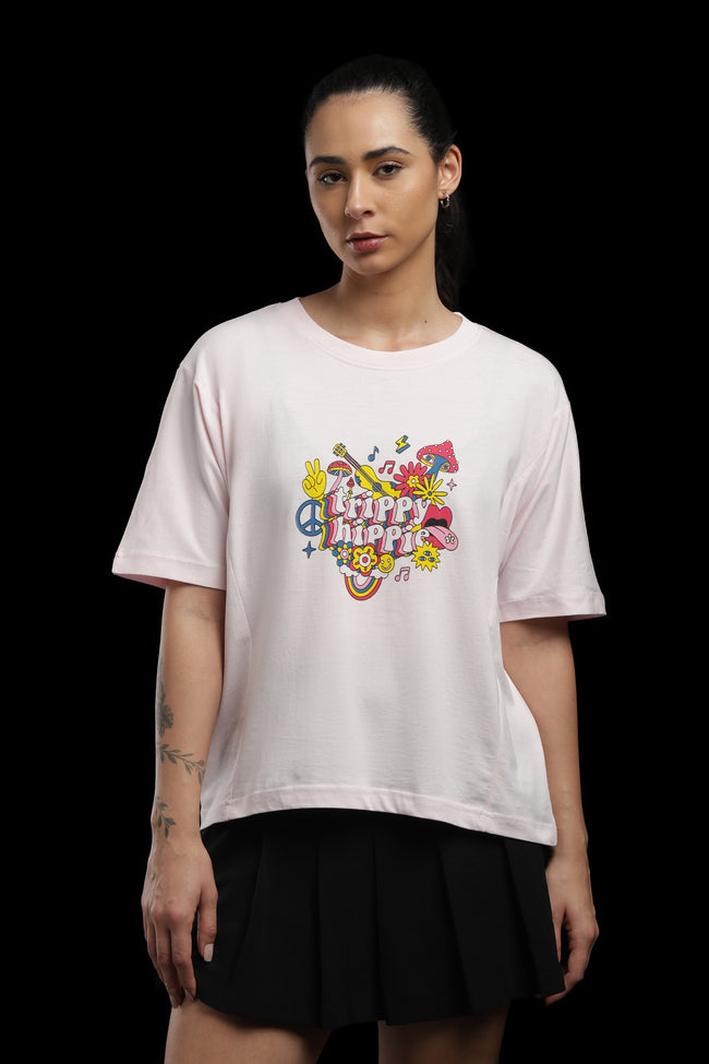Women Pink Cotton Printed T-Shirt