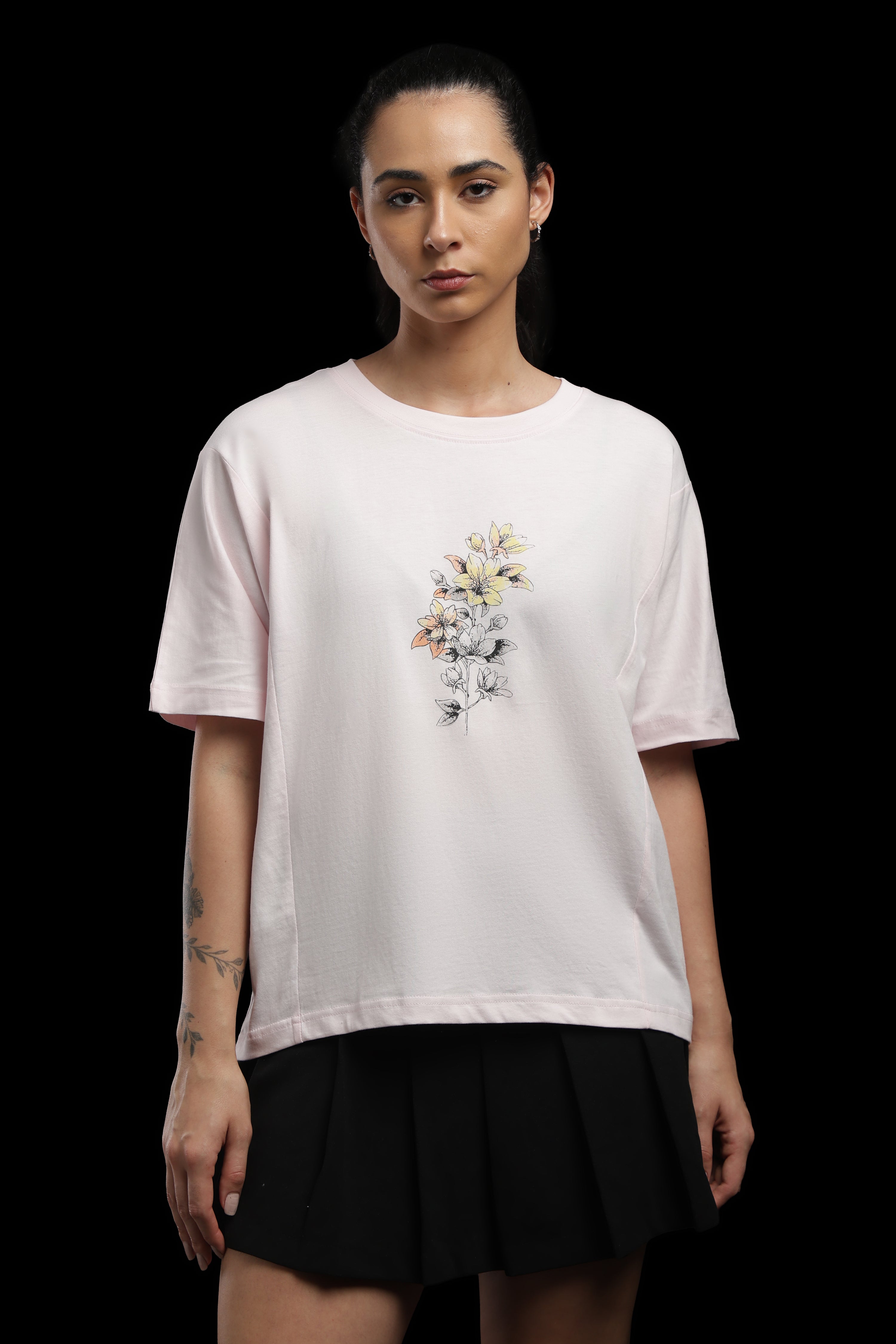 Women Pink Cotton Printed T-Shirt