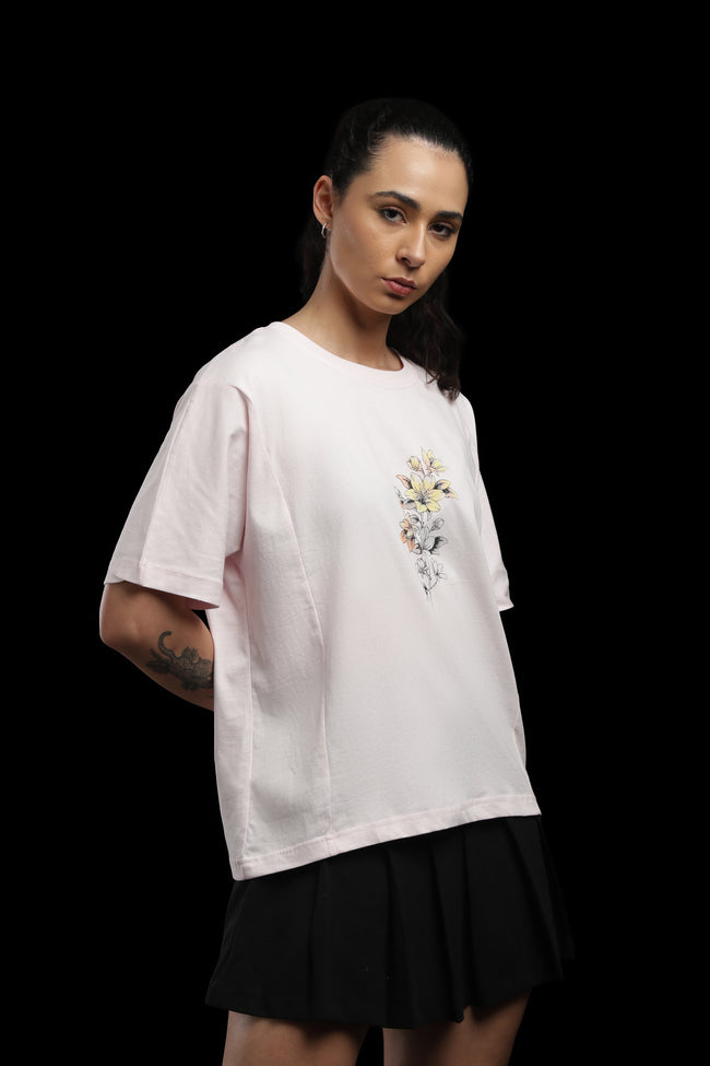 Women Pink Cotton Printed T-Shirt