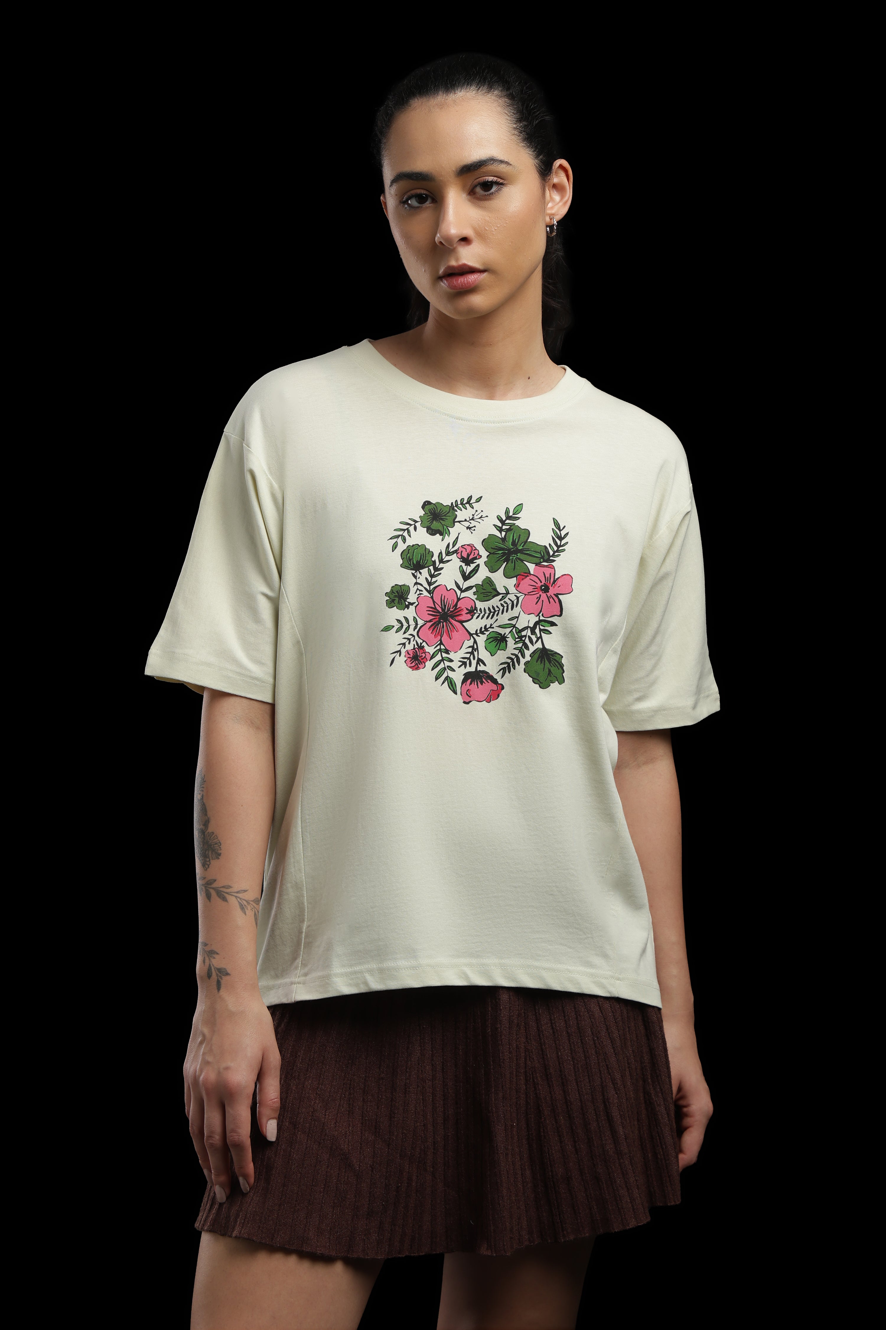 Women Green Cotton Printed T-Shirt