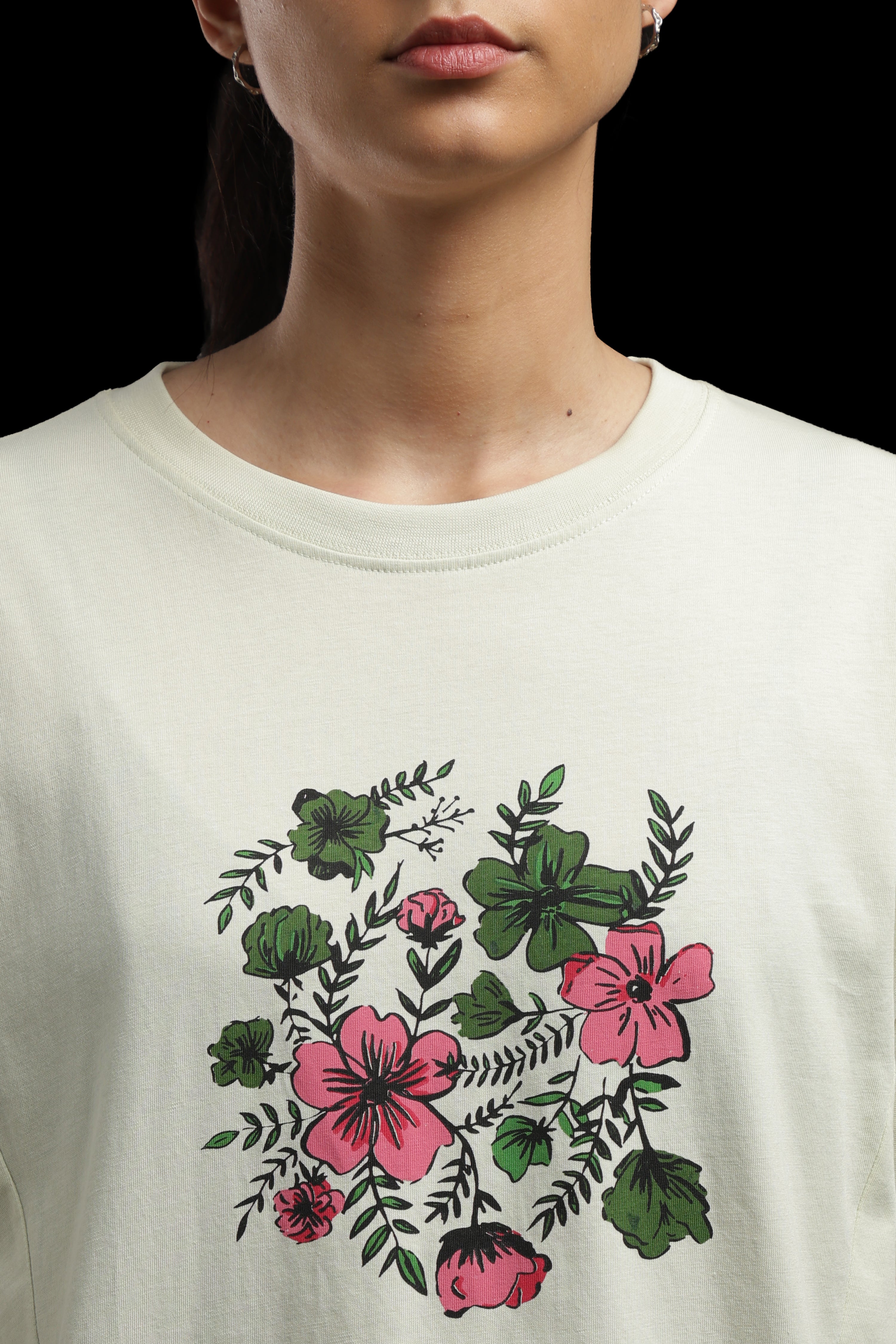 Women Green Cotton Printed T-Shirt