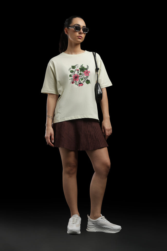 Women Green Cotton Printed T-Shirt