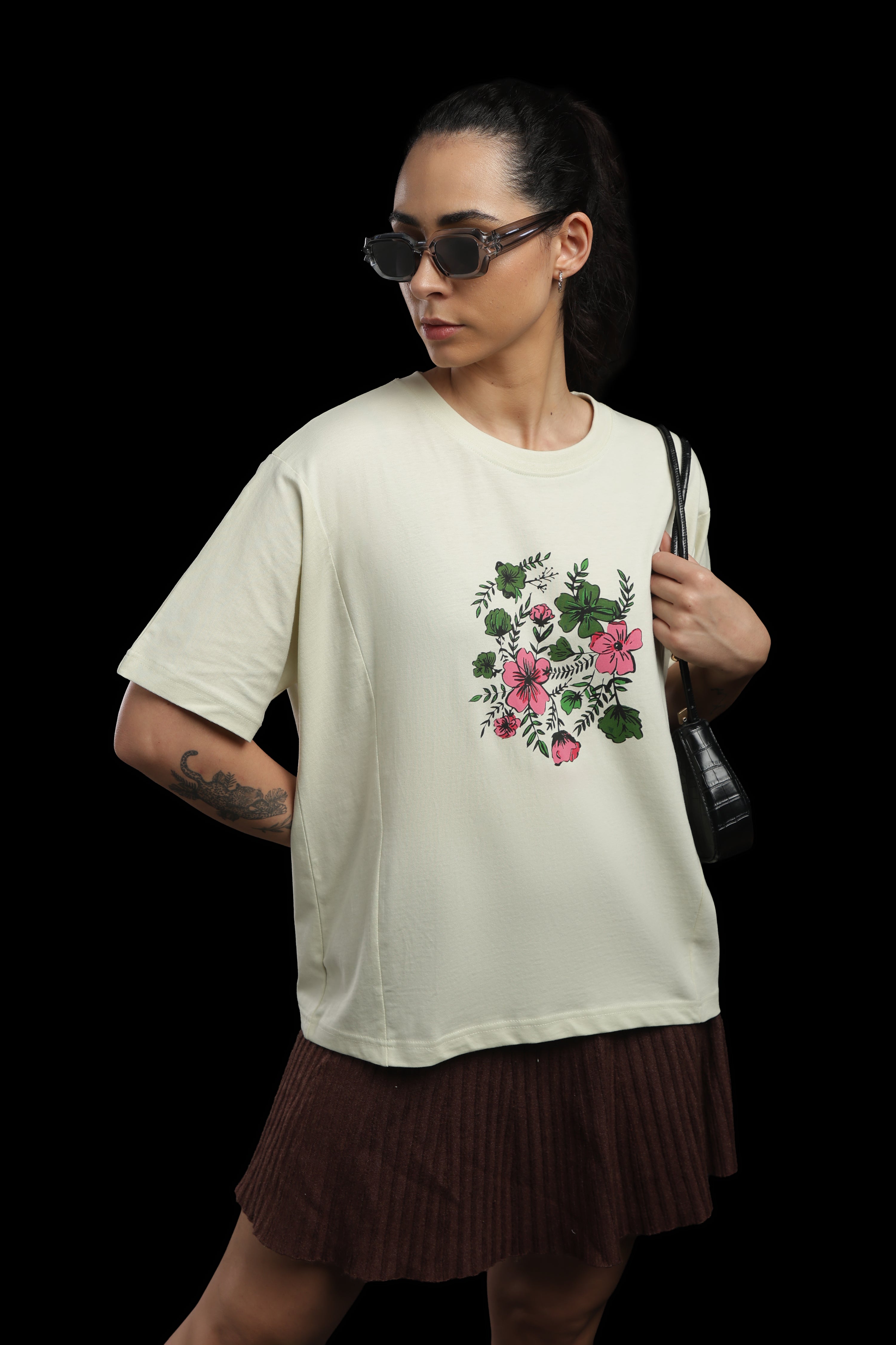 Women Green Cotton Printed T-Shirt