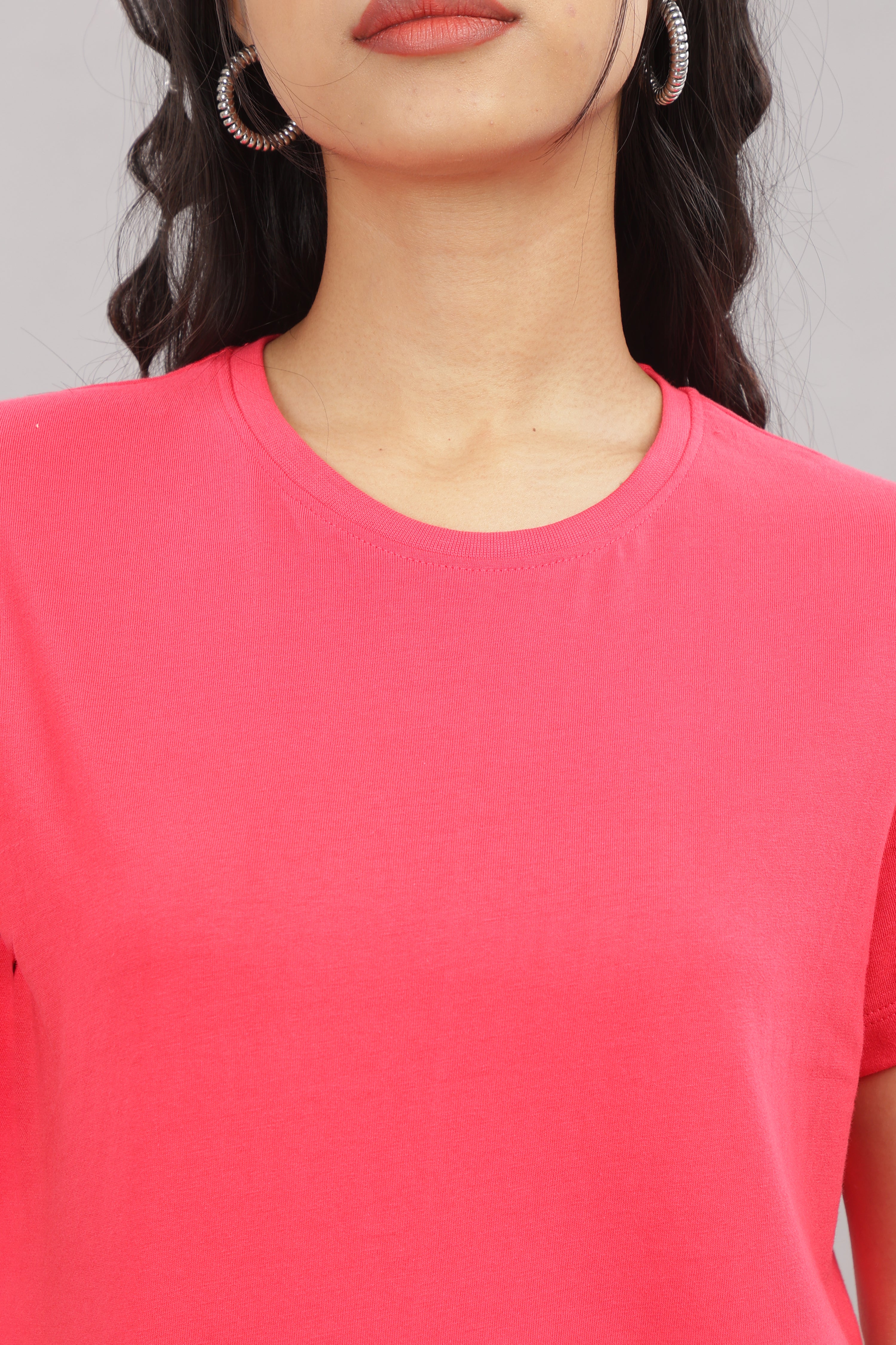 Women Coral Cotton Regular T-Shirt
