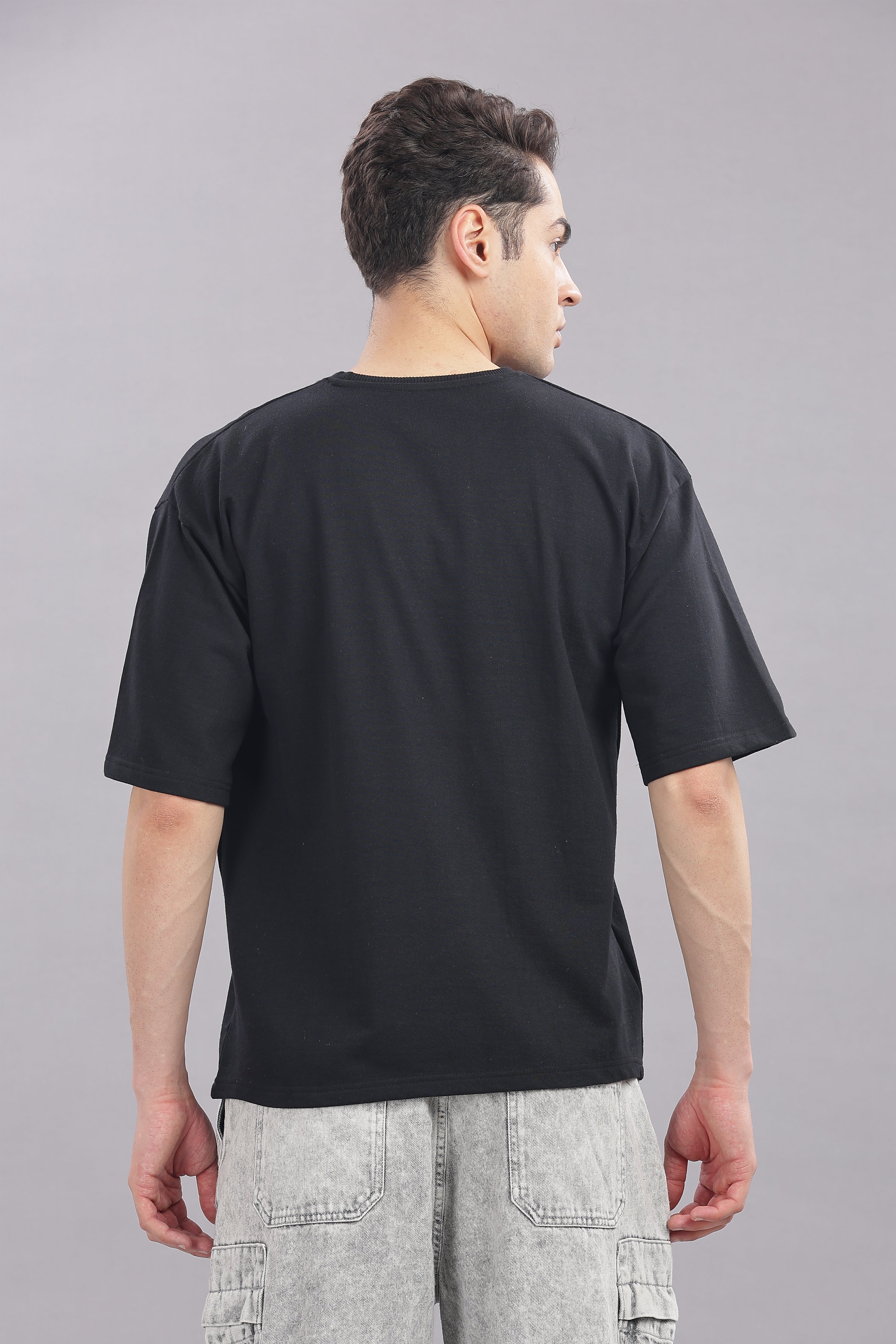 Mens Black Cotton Oversized T-Shirt