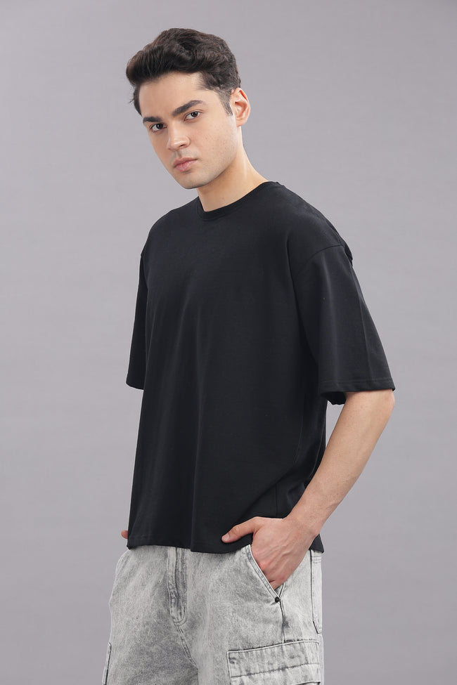 Mens Black Cotton Oversized T-Shirt