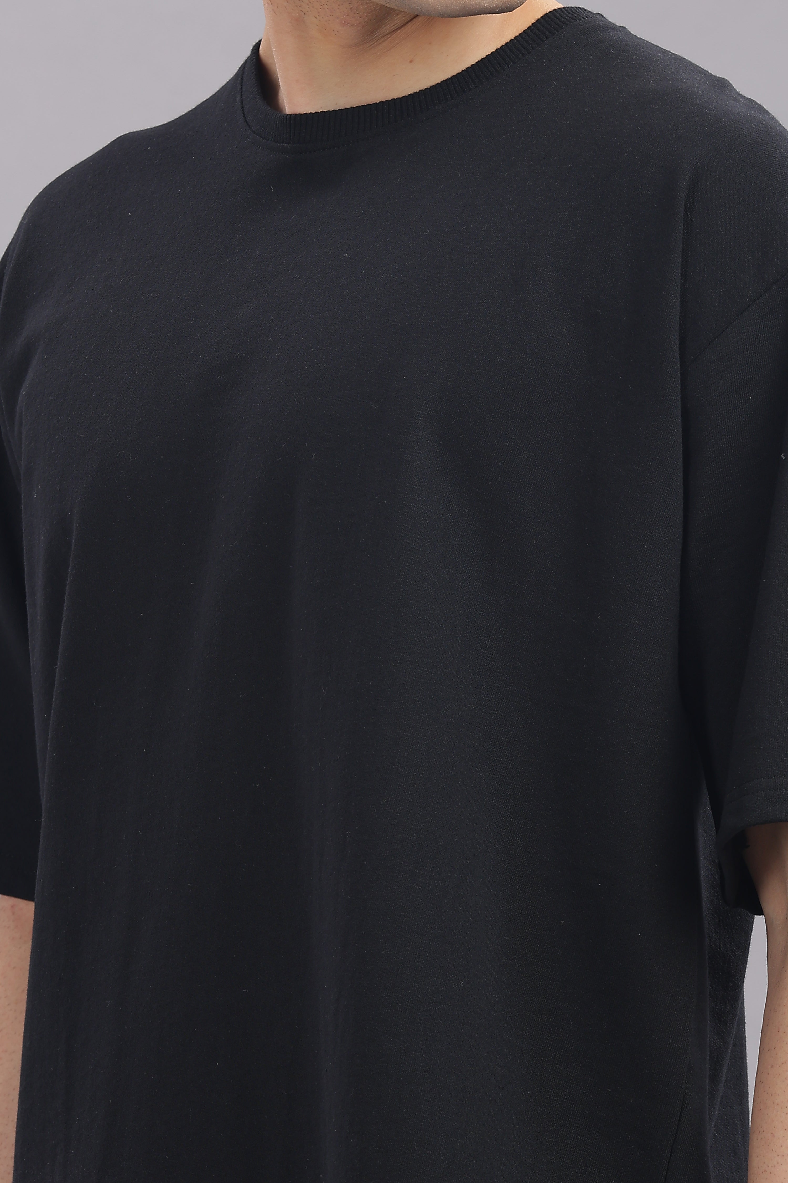 Mens Black Cotton Oversized T-Shirt