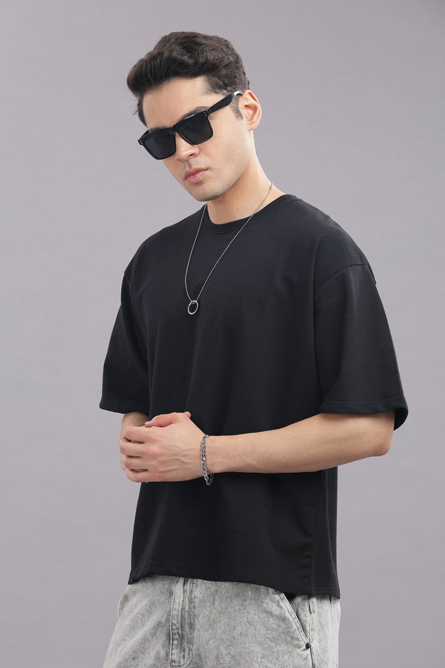 Mens Black Cotton Oversized T-Shirt