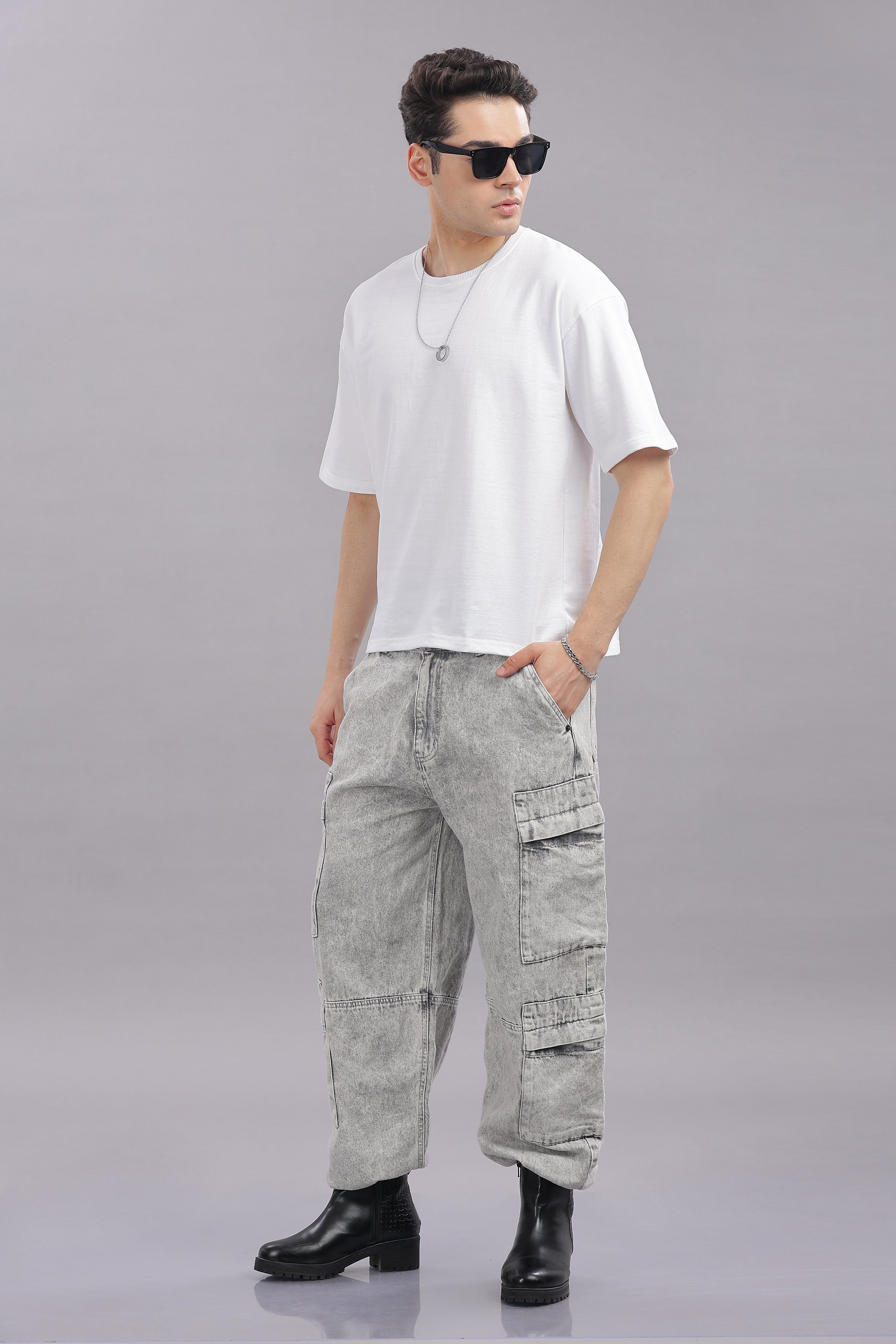 Mens White Cotton Oversized T-Shirt