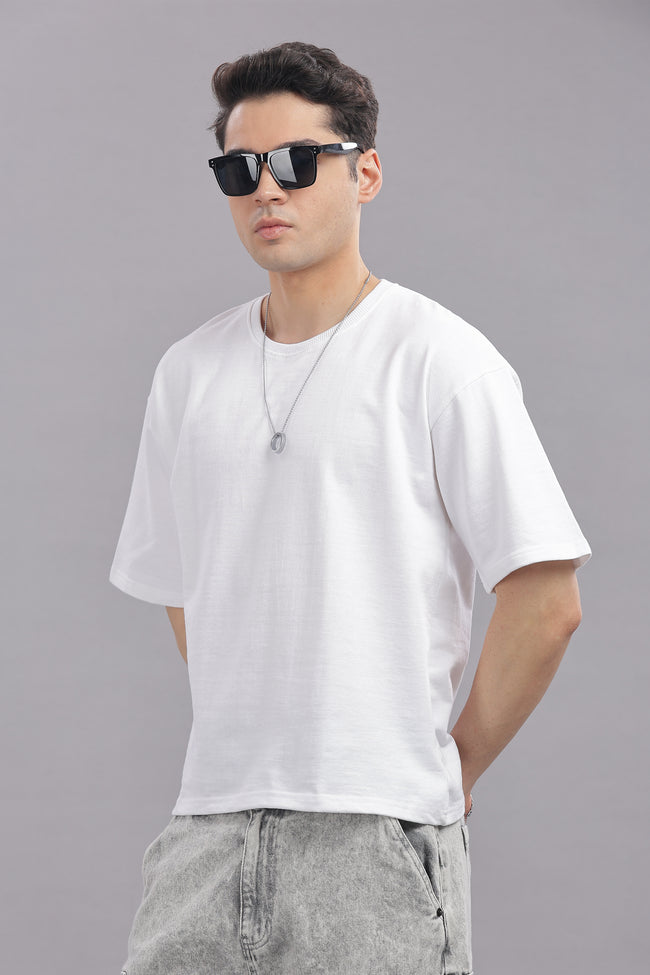 Mens White Cotton Oversized T-Shirt