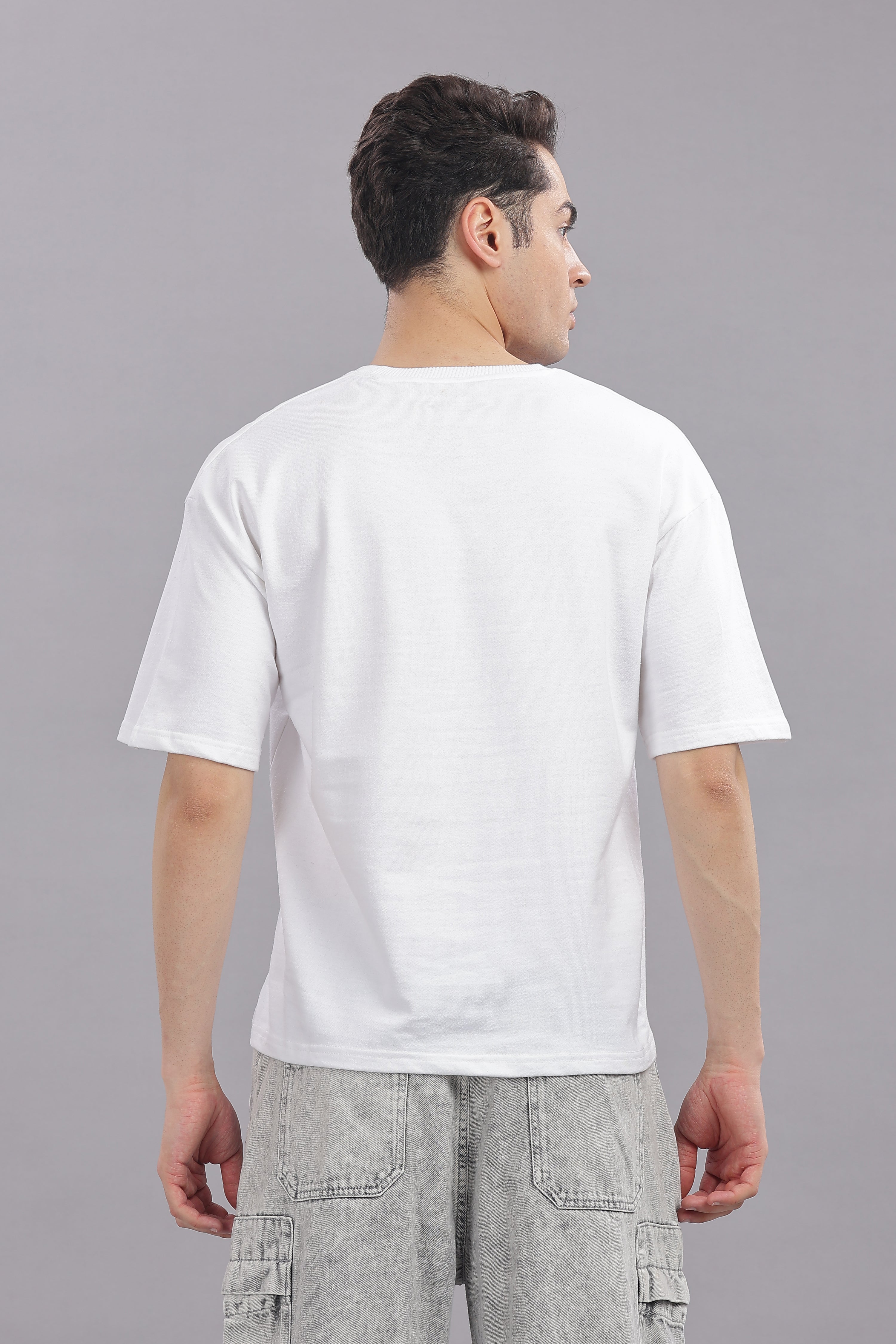 Mens White Cotton Oversized T-Shirt