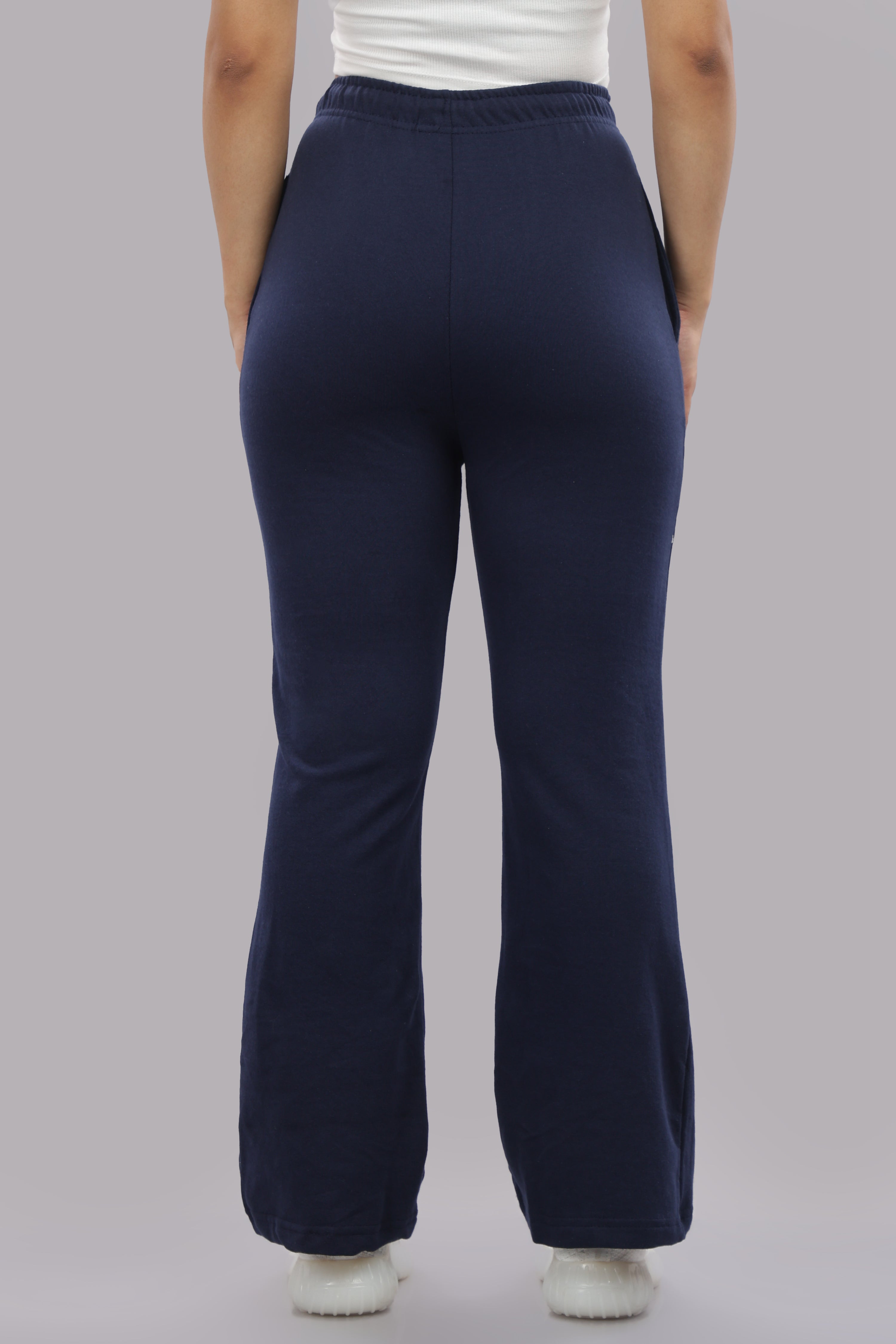 Womens Navy Blue Cotton Track Pants