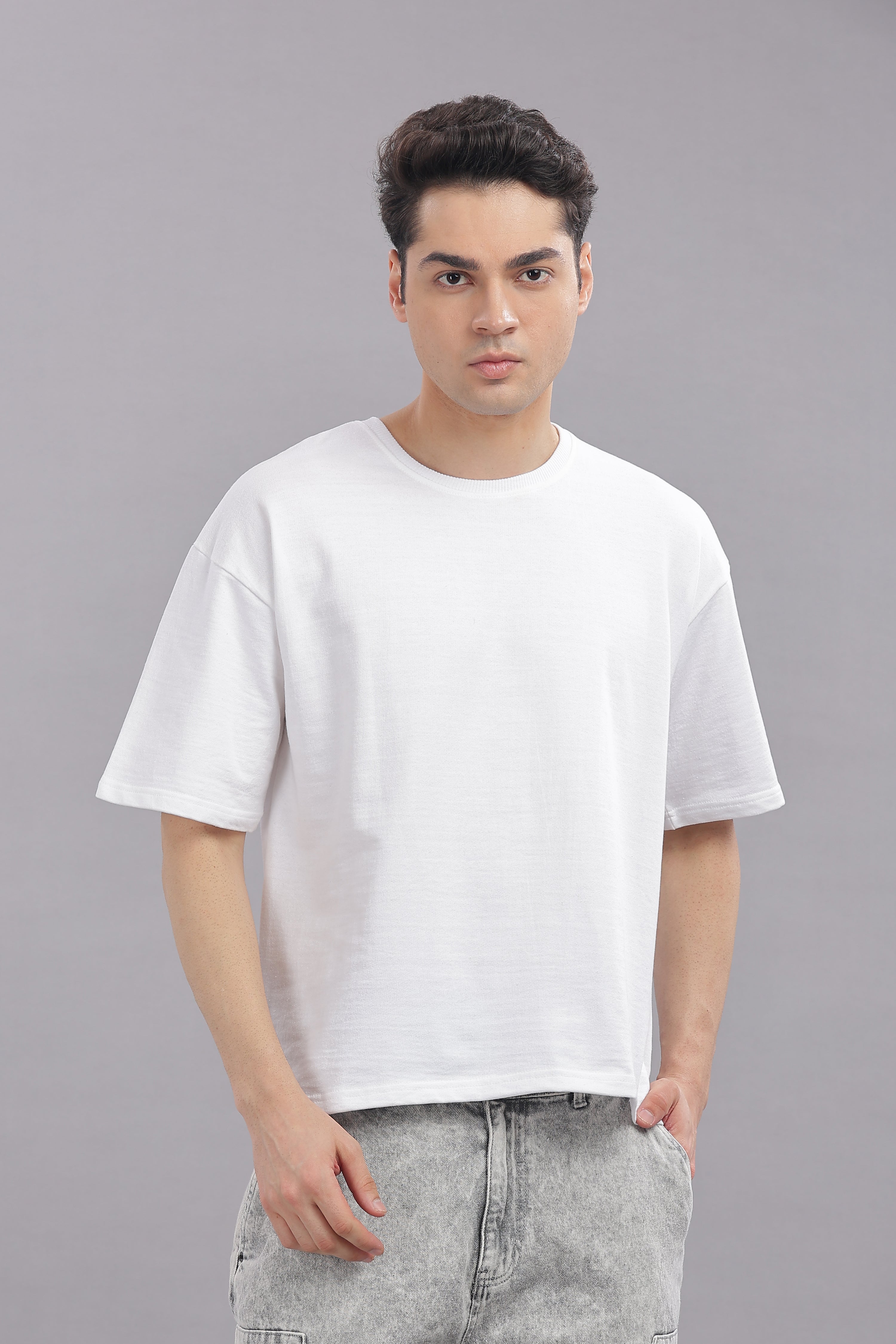 Mens White Cotton Oversized T-Shirt
