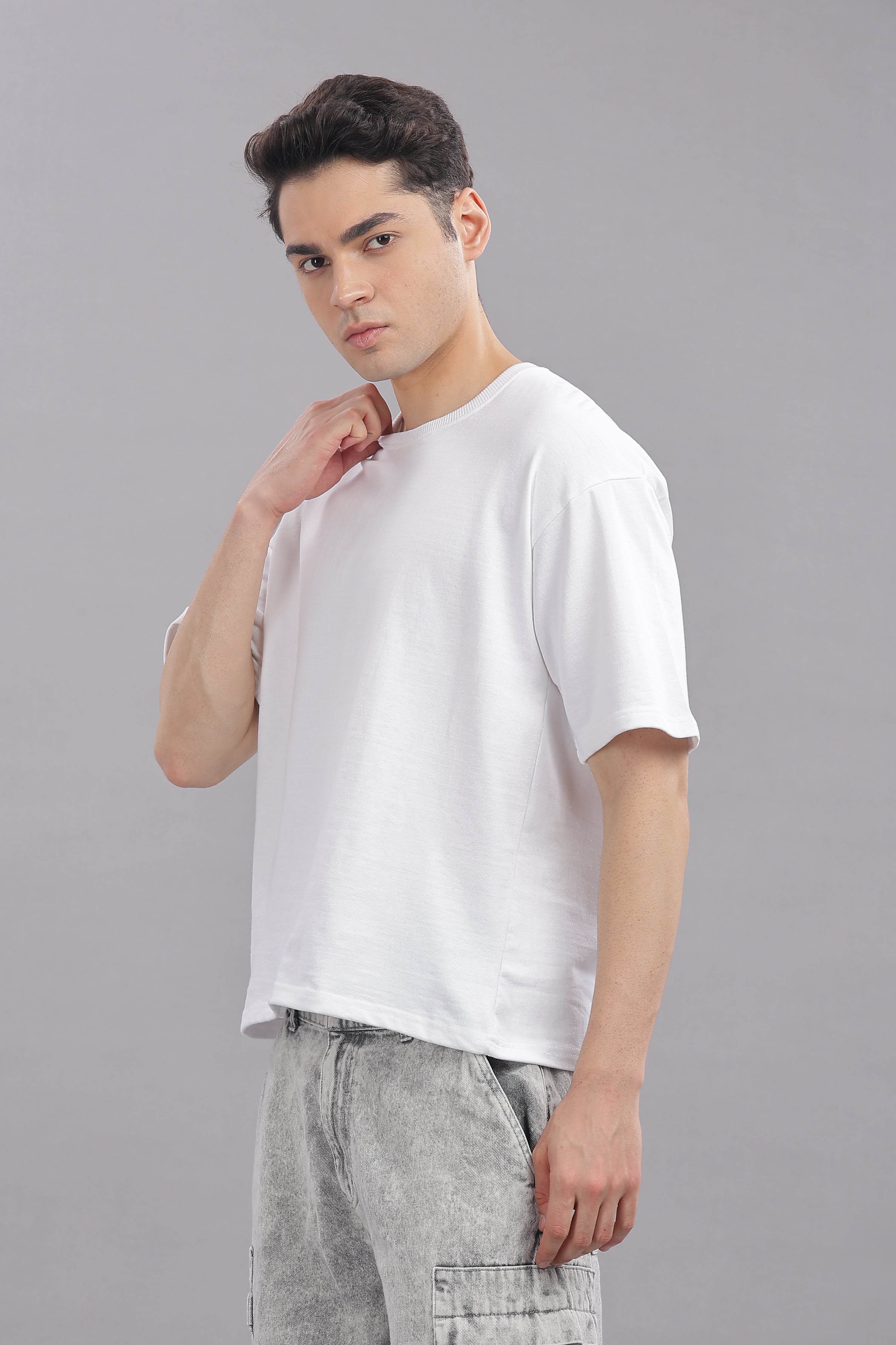 Mens White Cotton Oversized T-Shirt