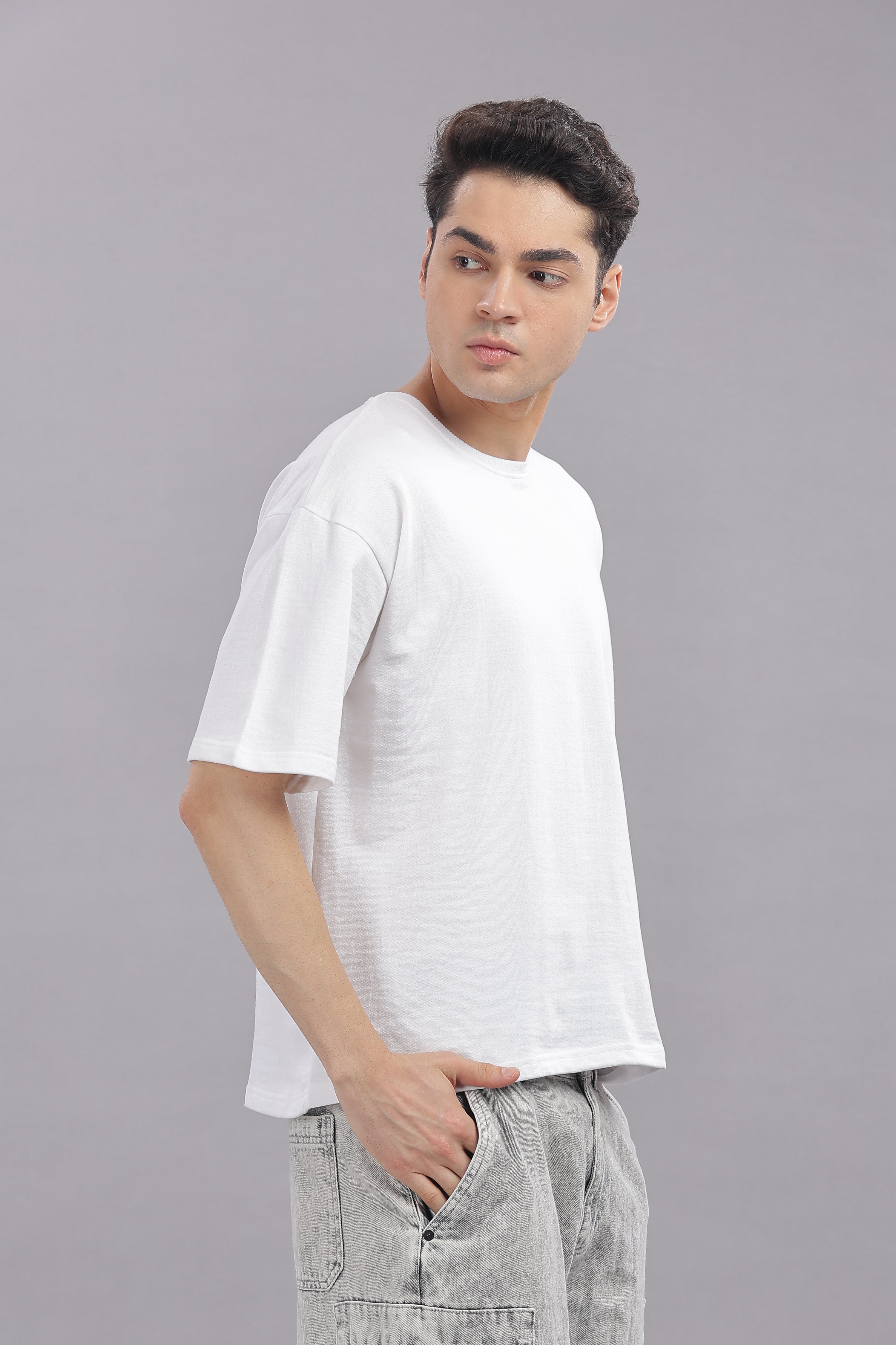 Mens White Cotton Oversized T-Shirt