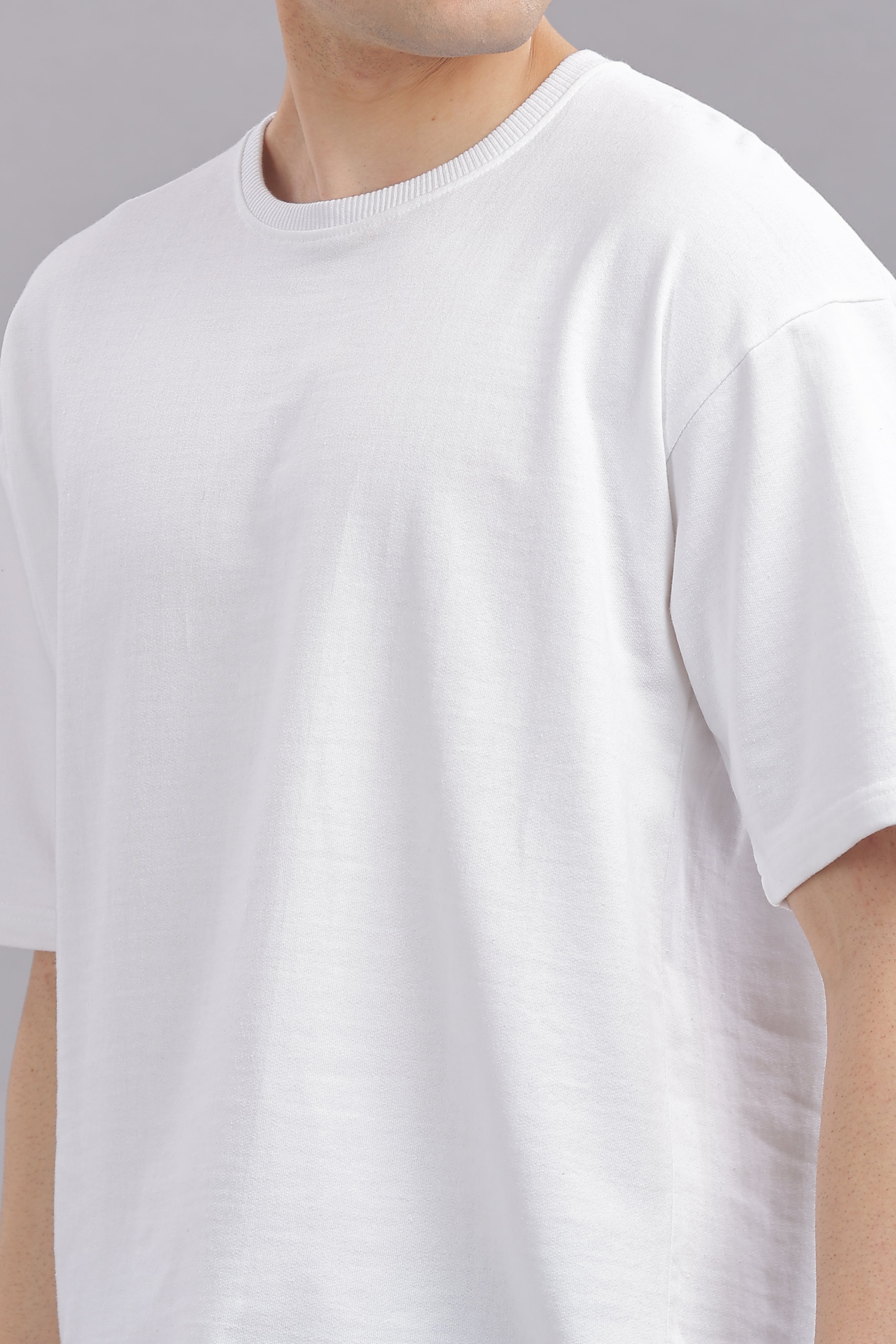 Mens White Cotton Oversized T-Shirt