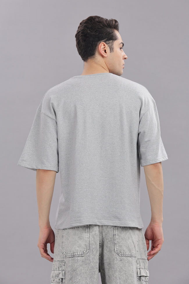 Mens Grey Cotton Oversized T-Shirt