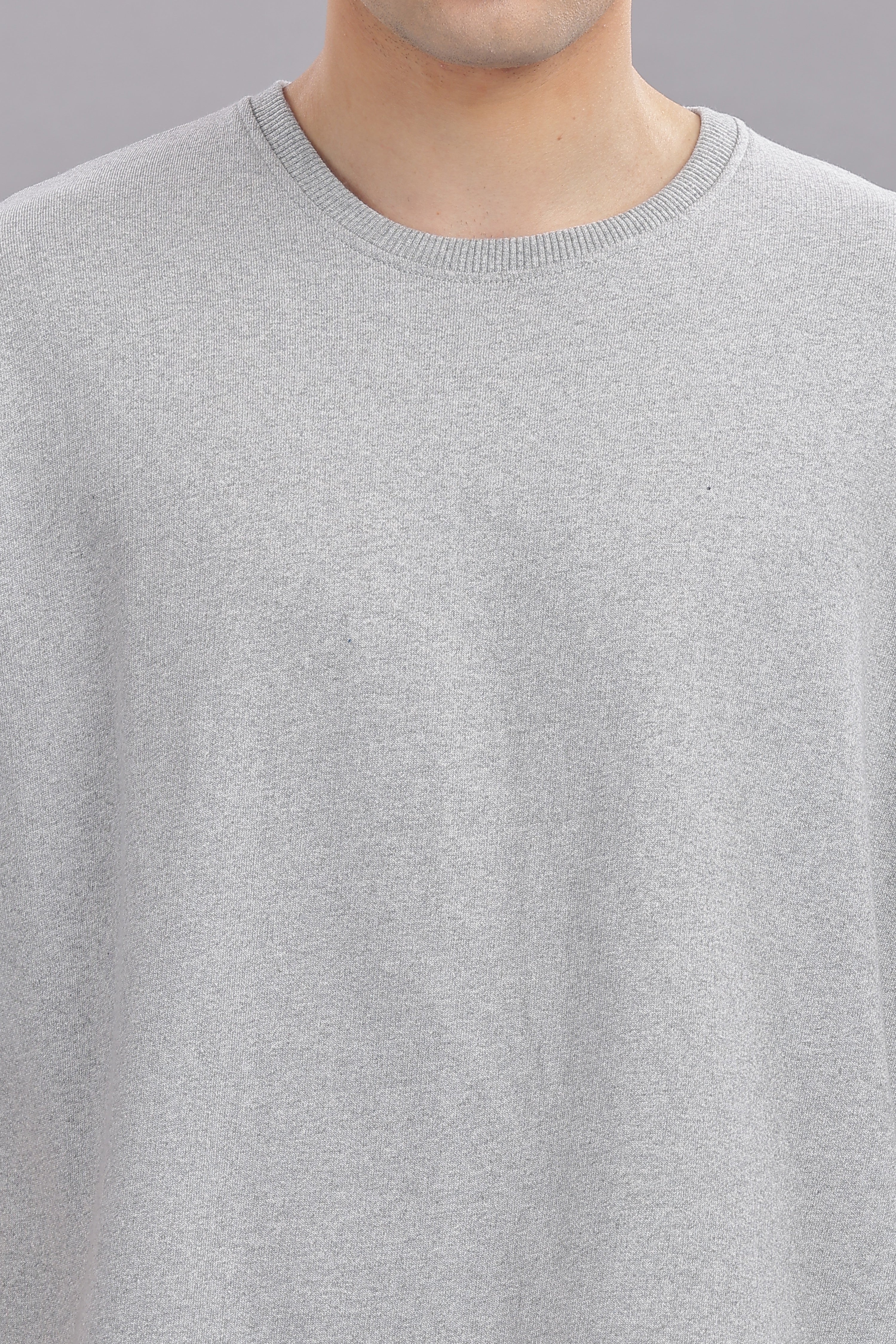 Mens Grey Cotton Oversized T-Shirt
