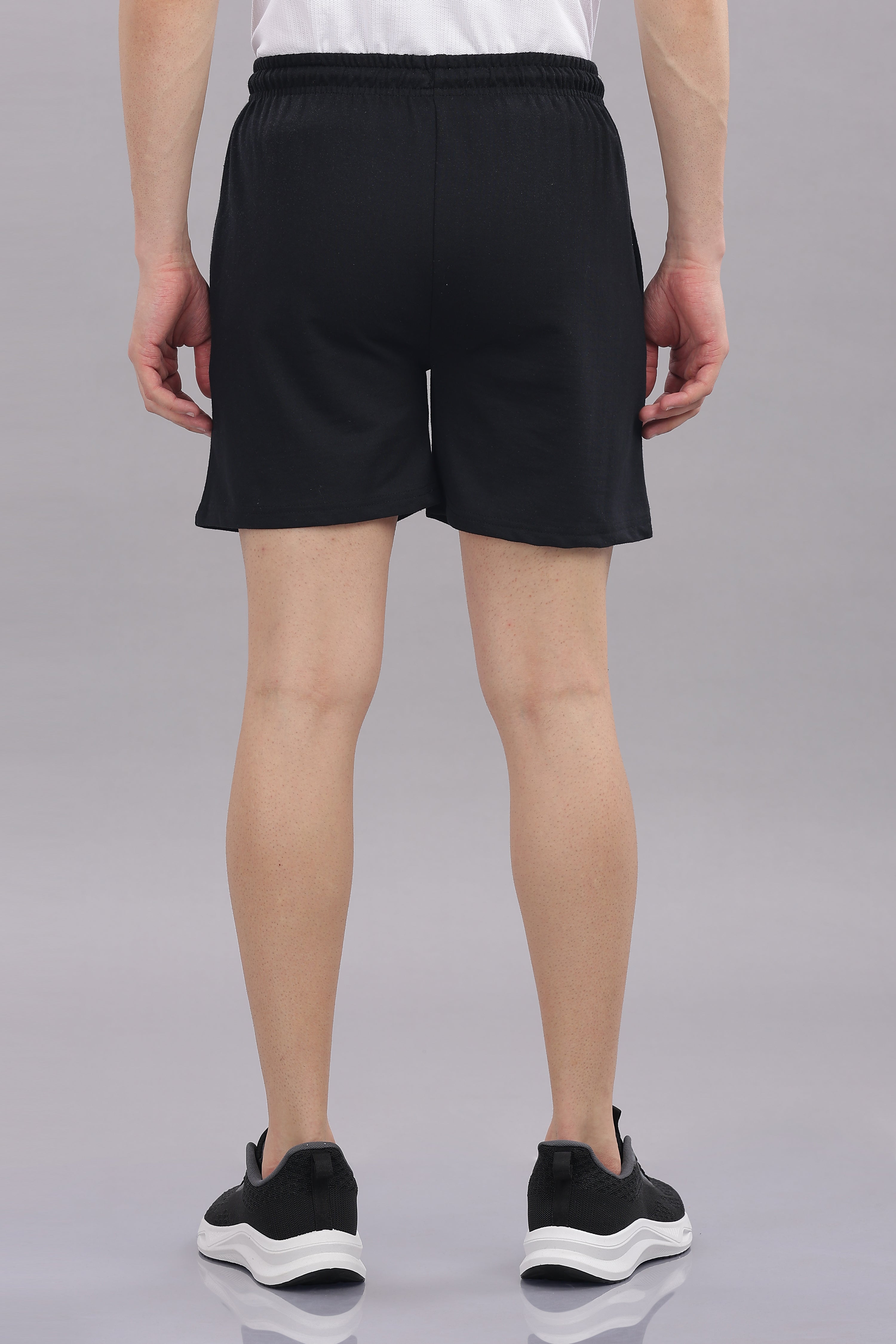 Mens Black Cotton Regular Shorts