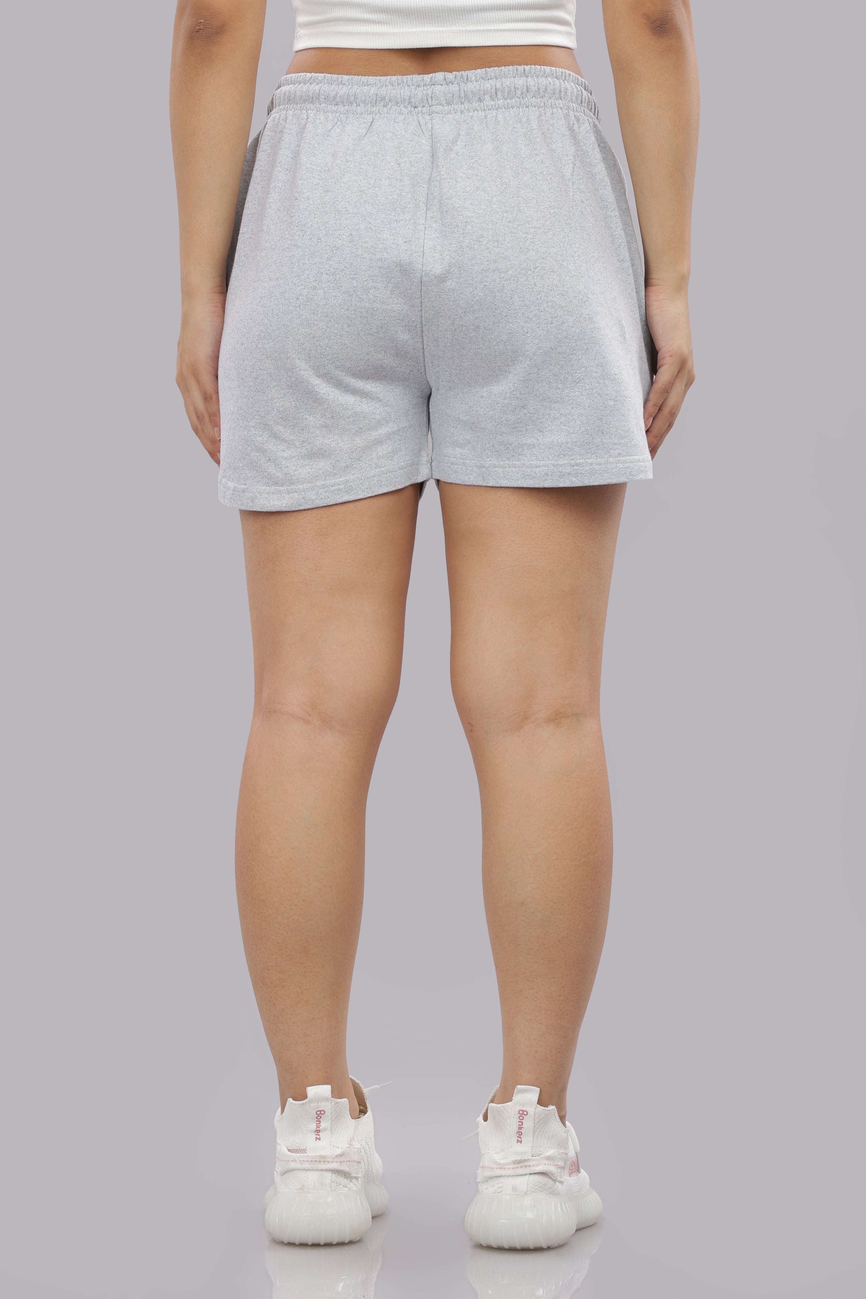 Womens Grey Cotton Regular Jogger Shorts