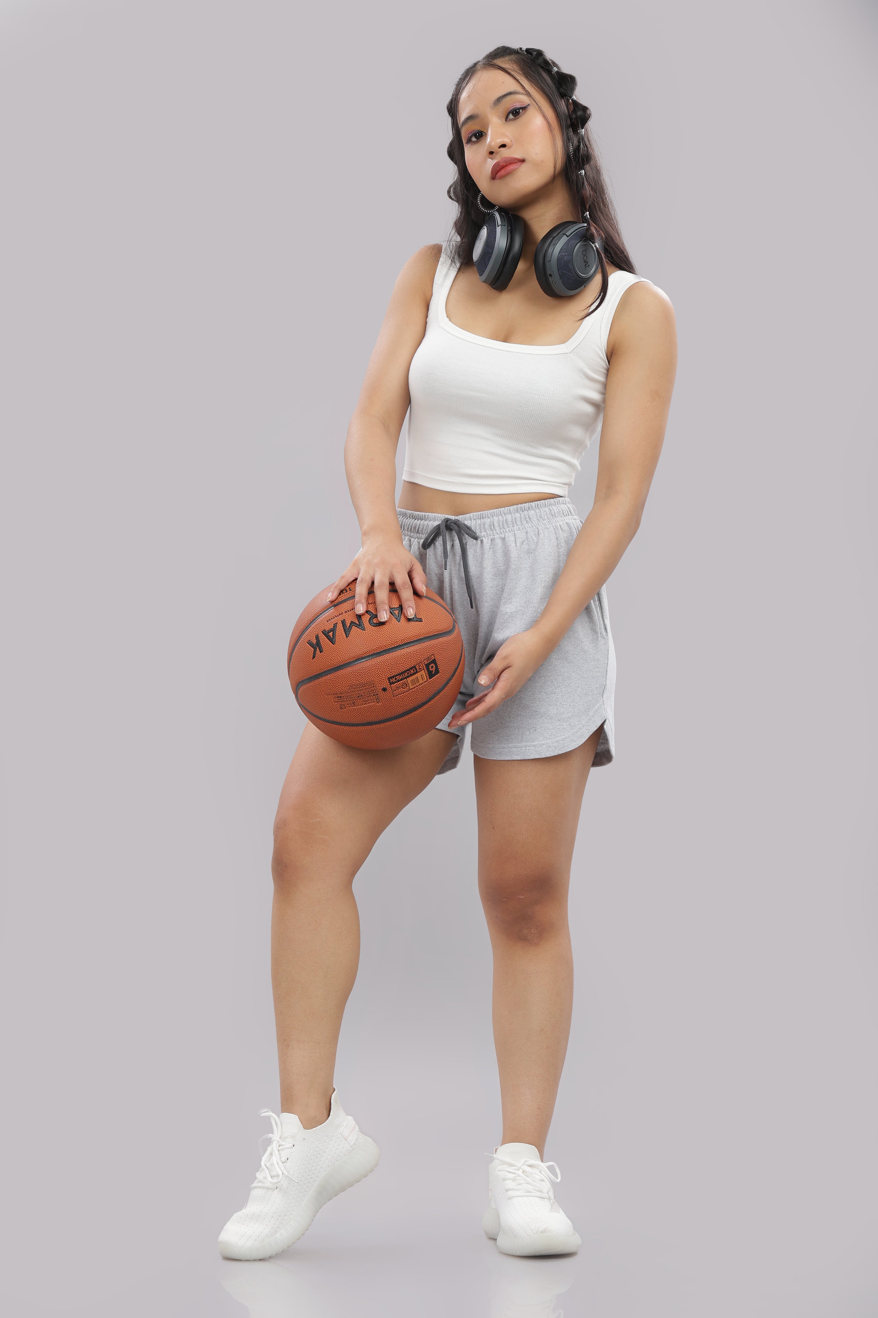 Womens Grey Cotton Regular Jogger Shorts