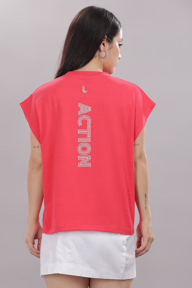 Womens Coral Cotton Regular Top