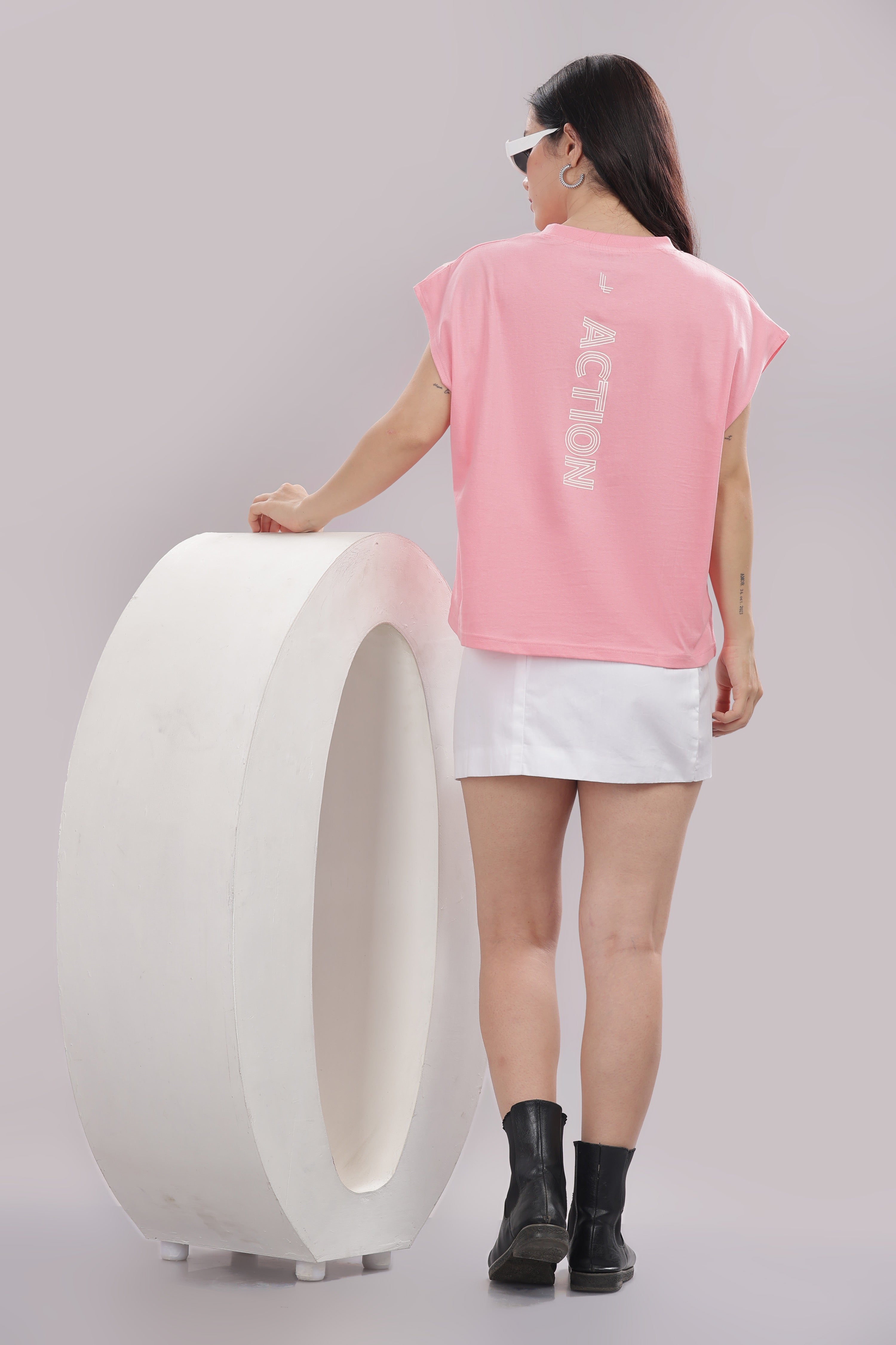 Womens Pink Cotton Regular Top