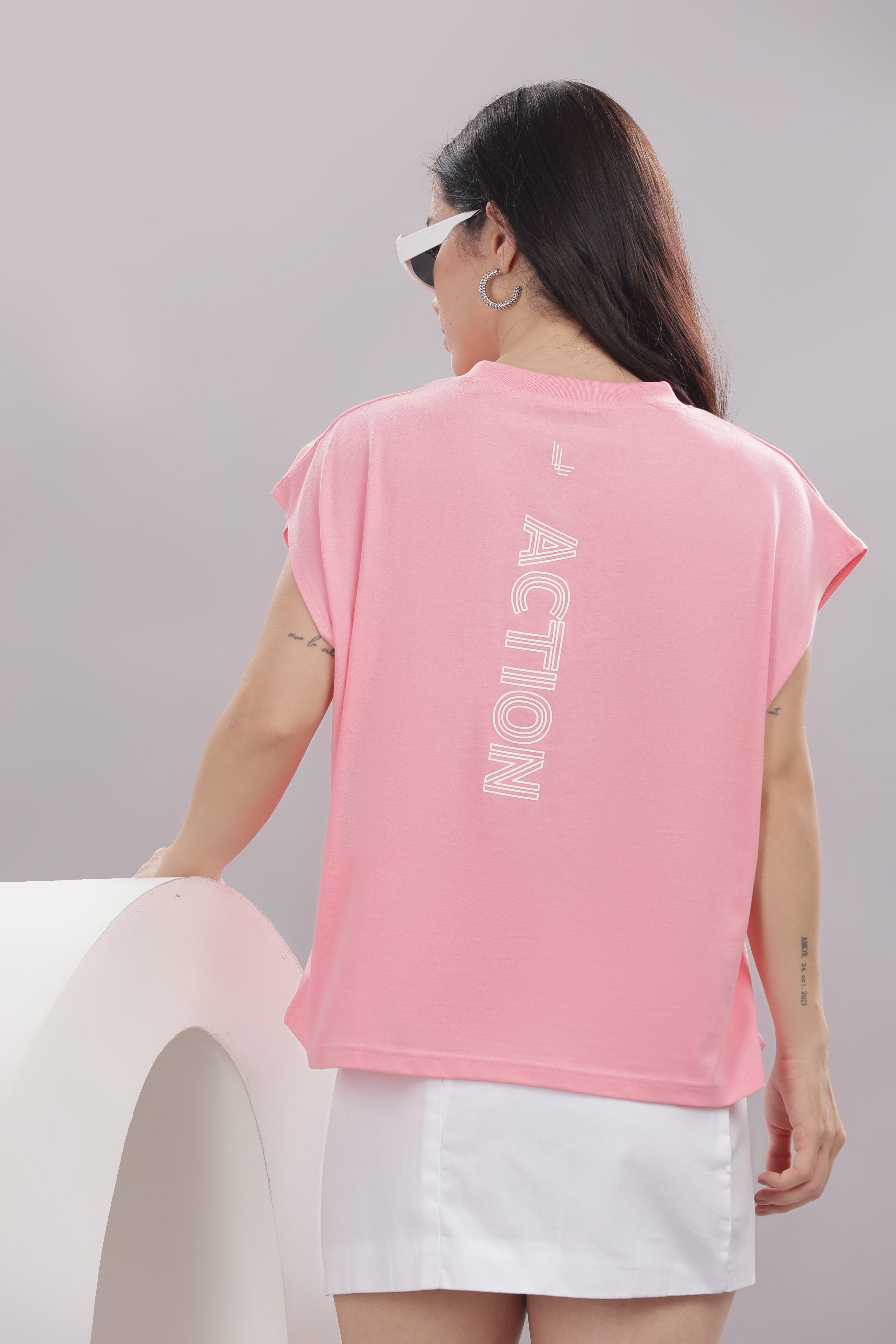 Womens Pink Cotton Regular Top