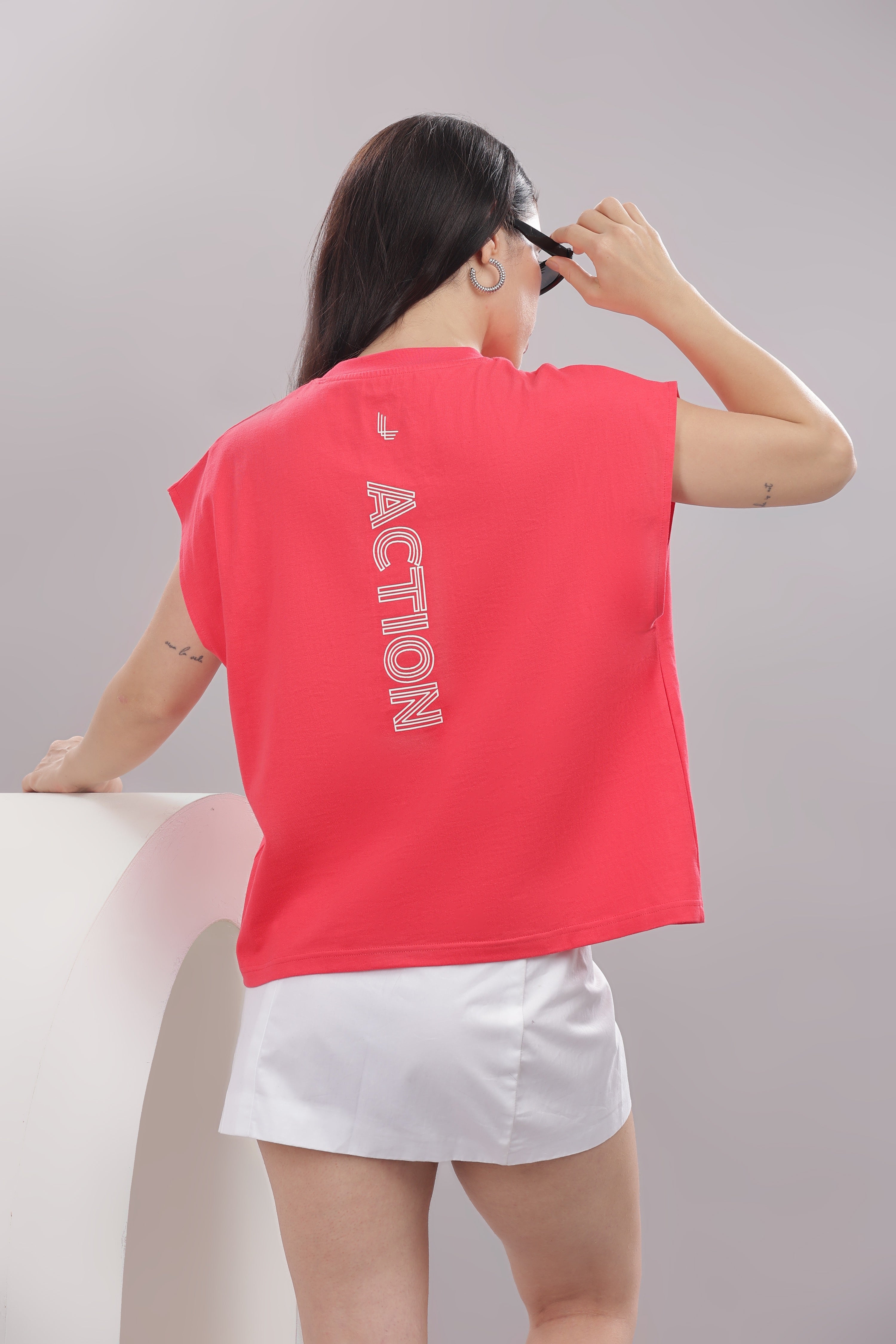 Womens Coral Cotton Regular Top