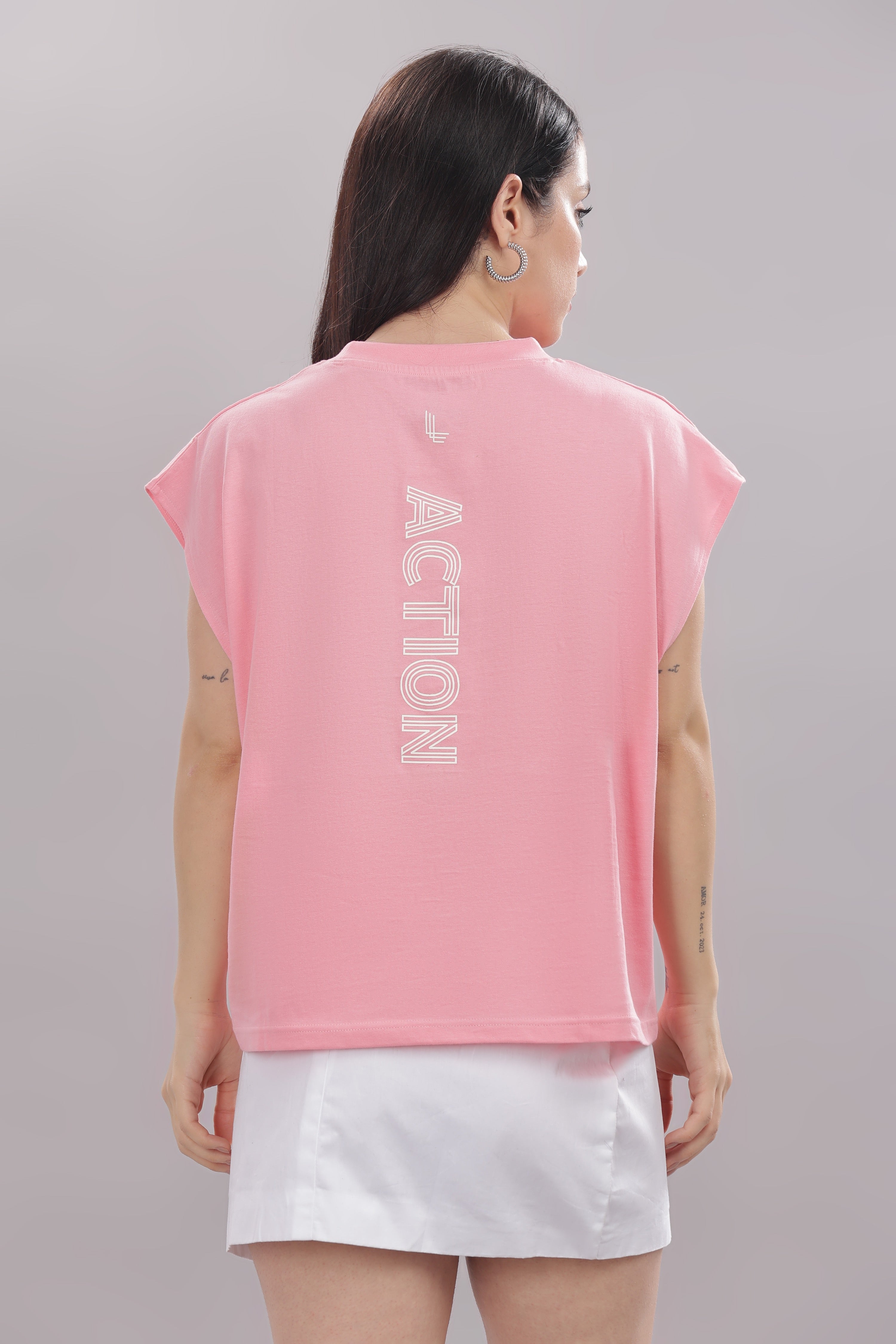 Womens Pink Cotton Regular Top