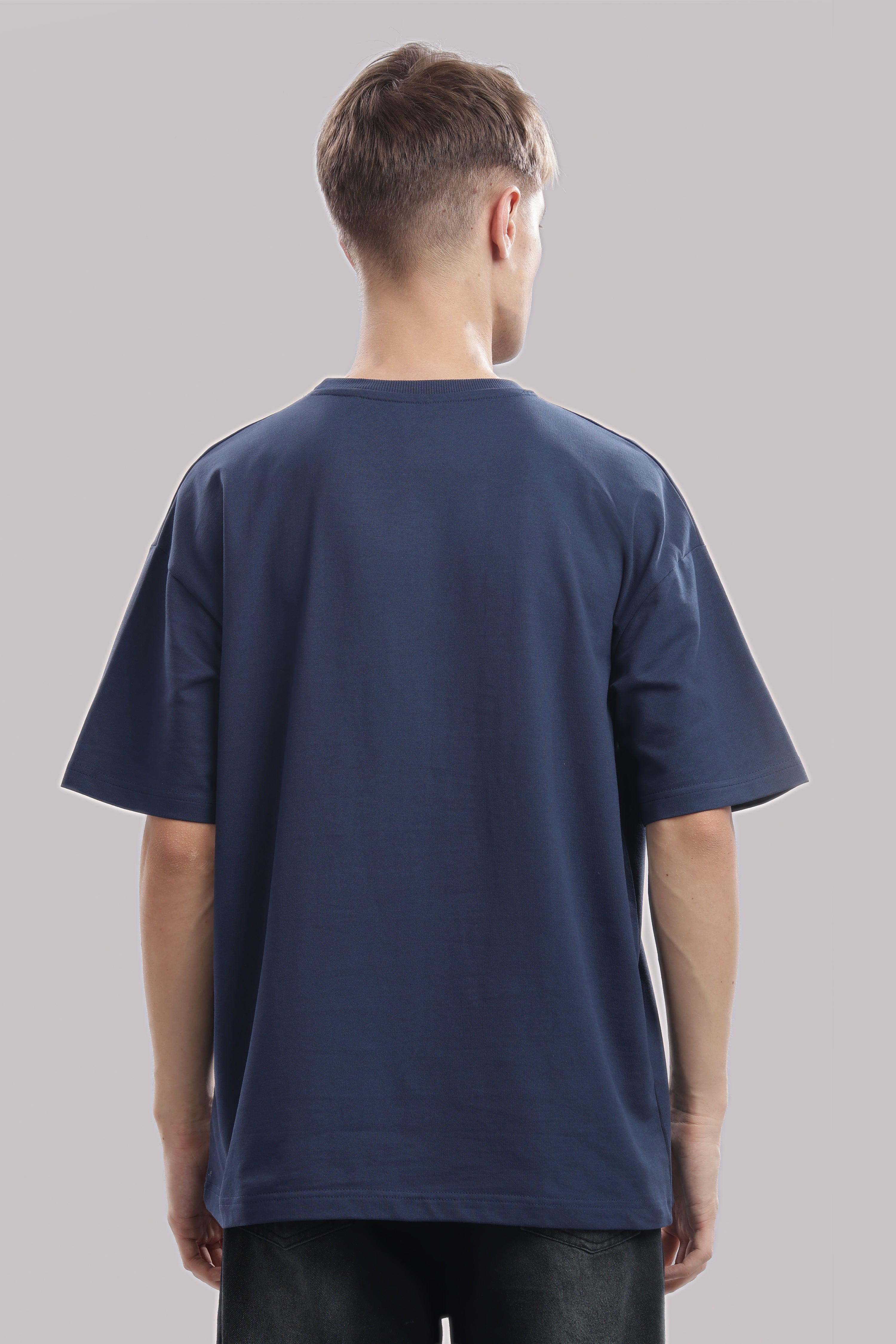 Mens Blue Cotton Oversized T-Shirt
