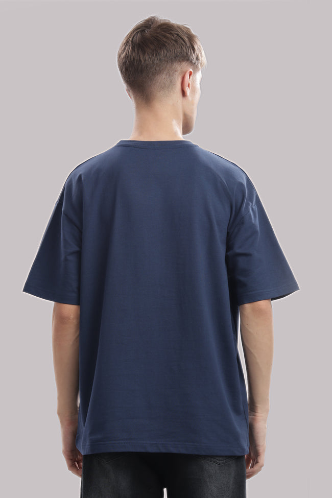 Mens Blue Cotton Oversized T-Shirt
