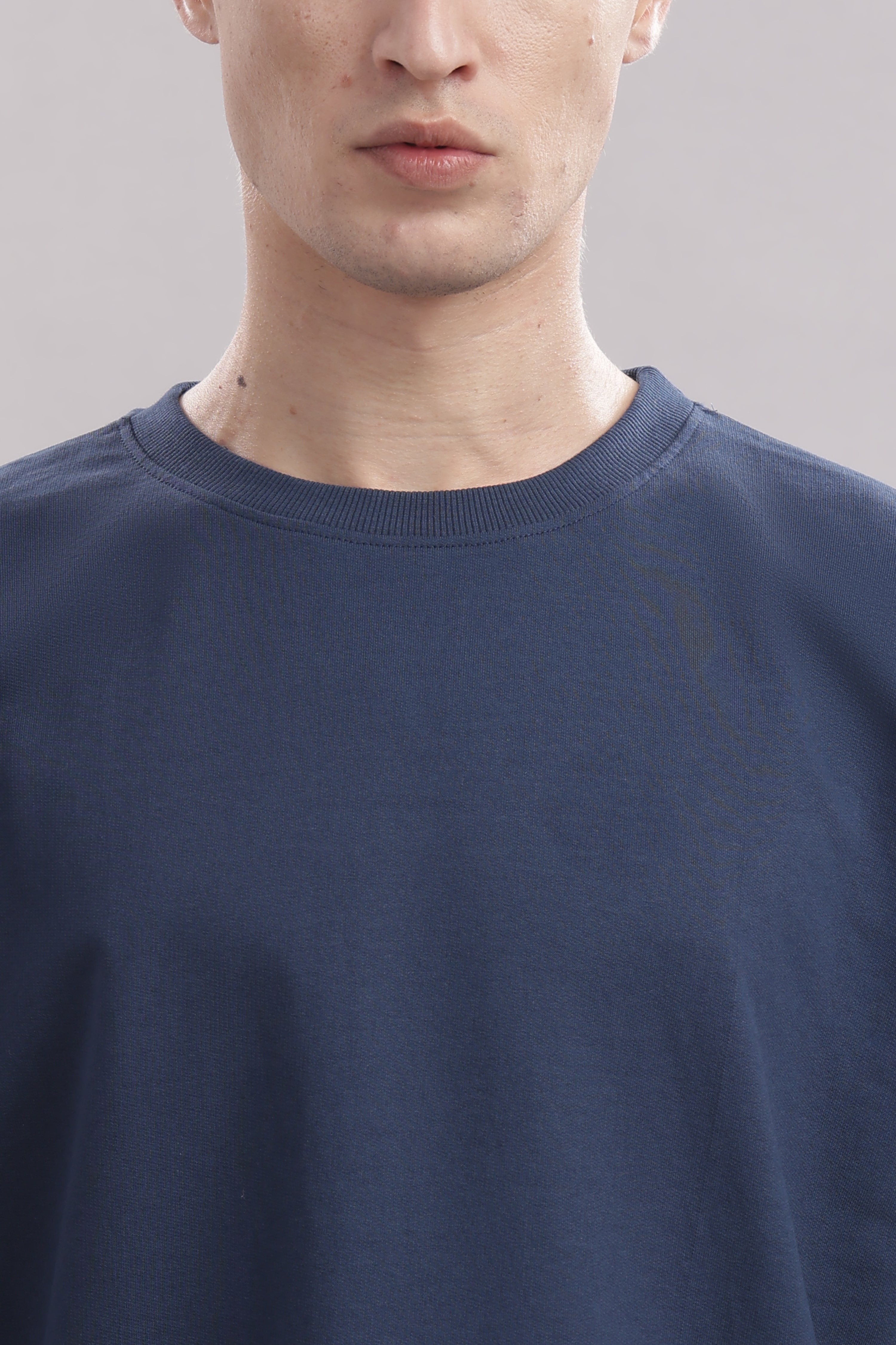 Mens Blue Cotton Oversized T-Shirt