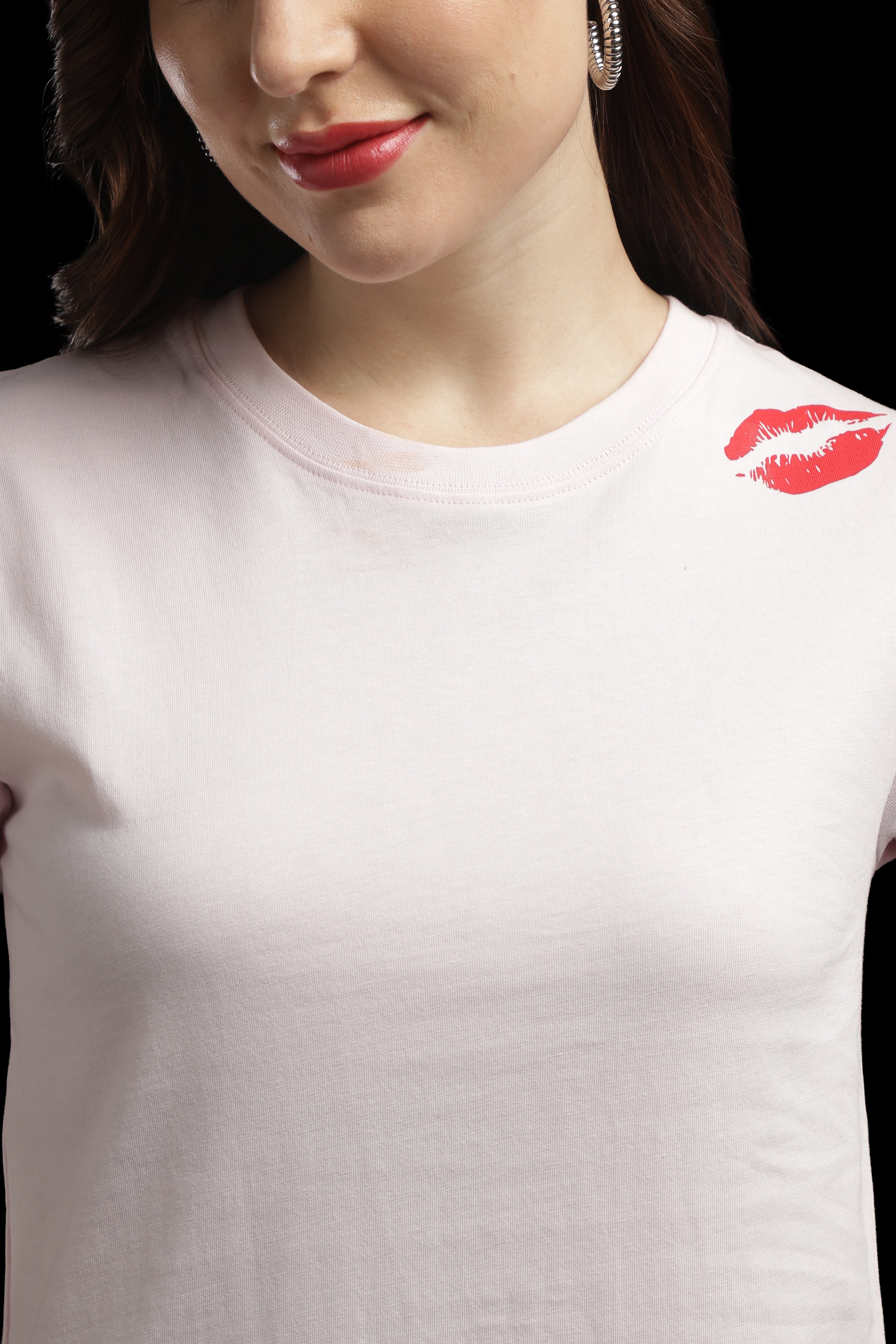 Women Pink Cotton Printed T-Shirt