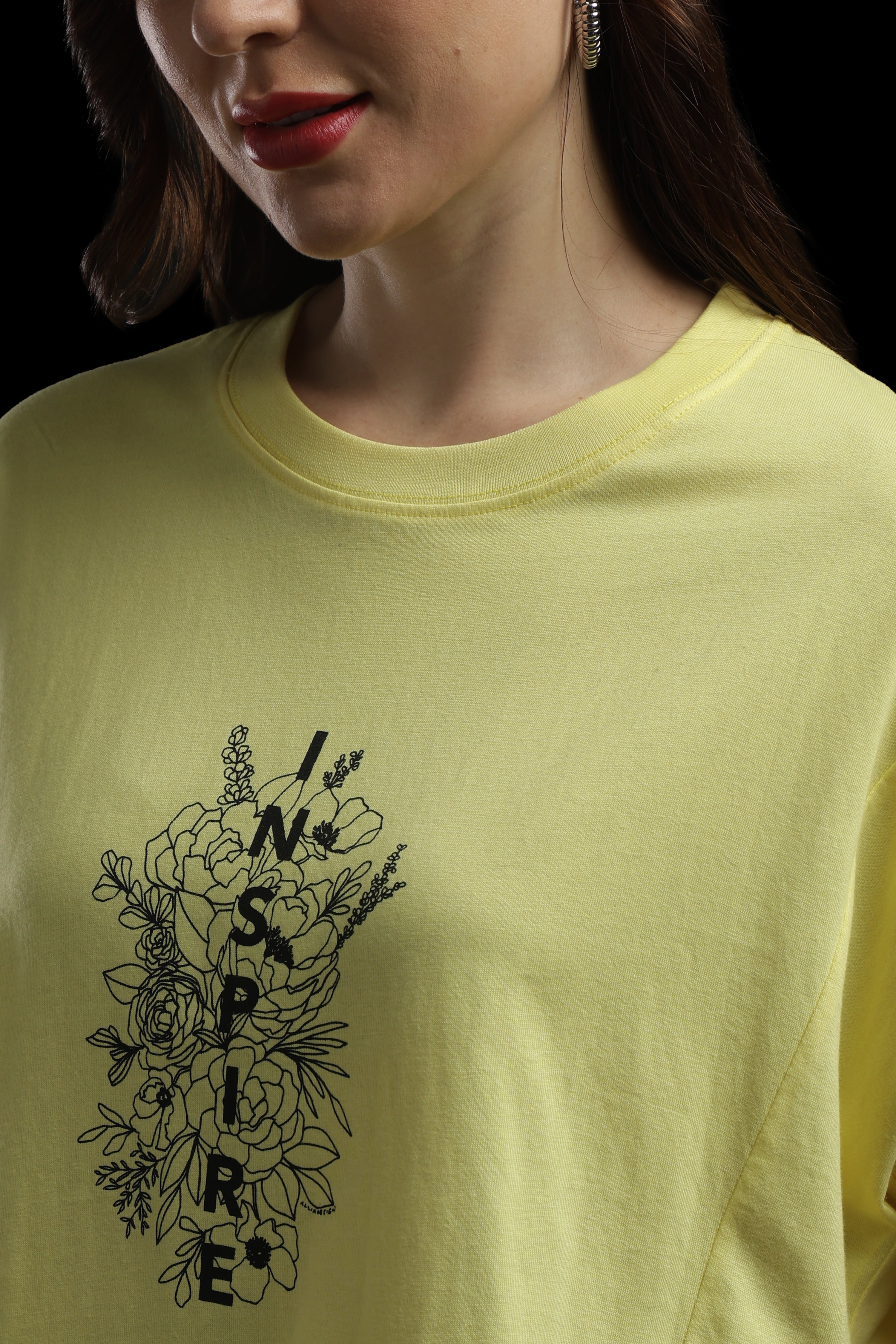 Women Green Cotton Printed T-Shirt