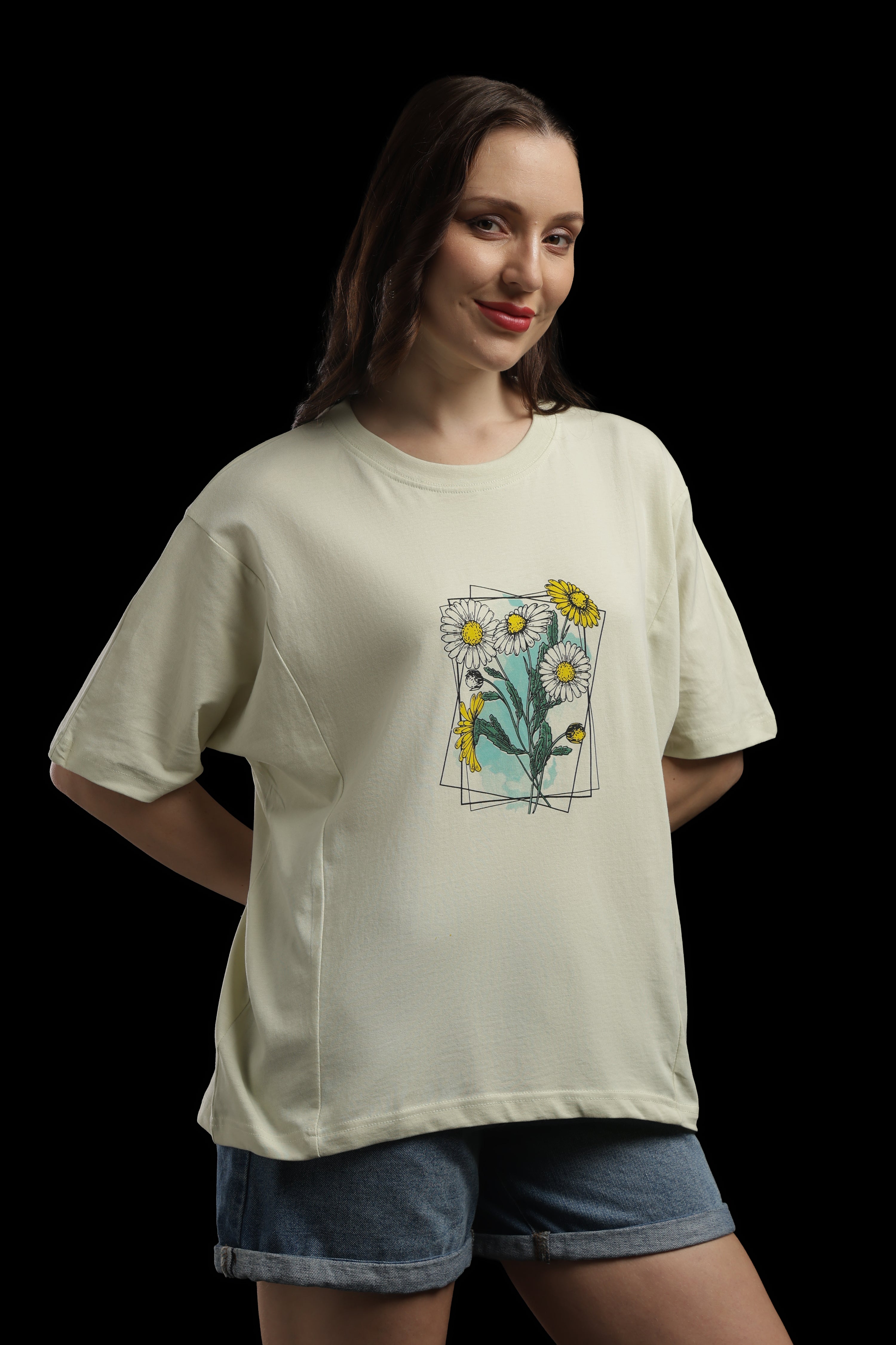 Women Green Cotton Printed T-Shirt