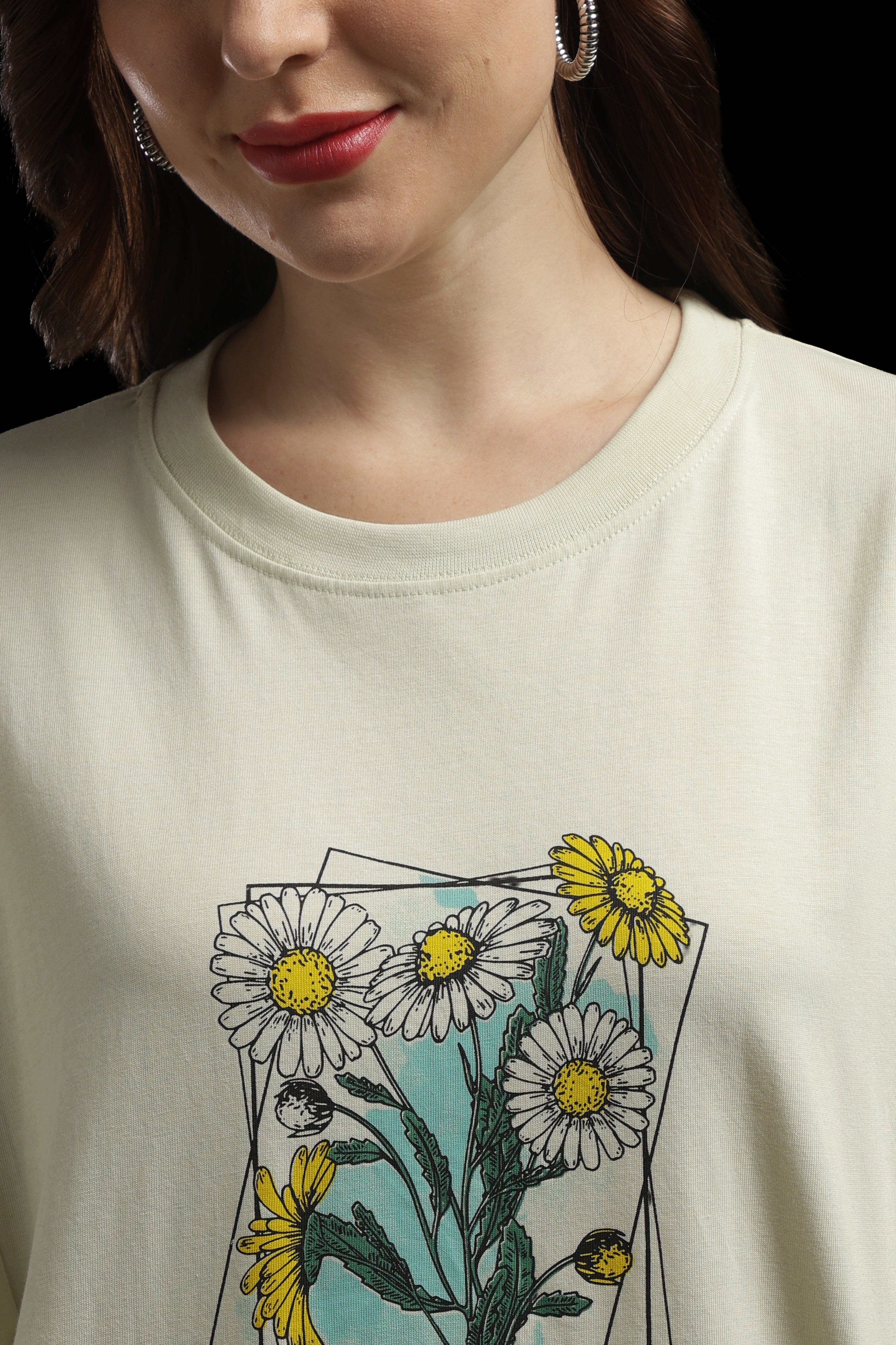 Women Green Cotton Printed T-Shirt